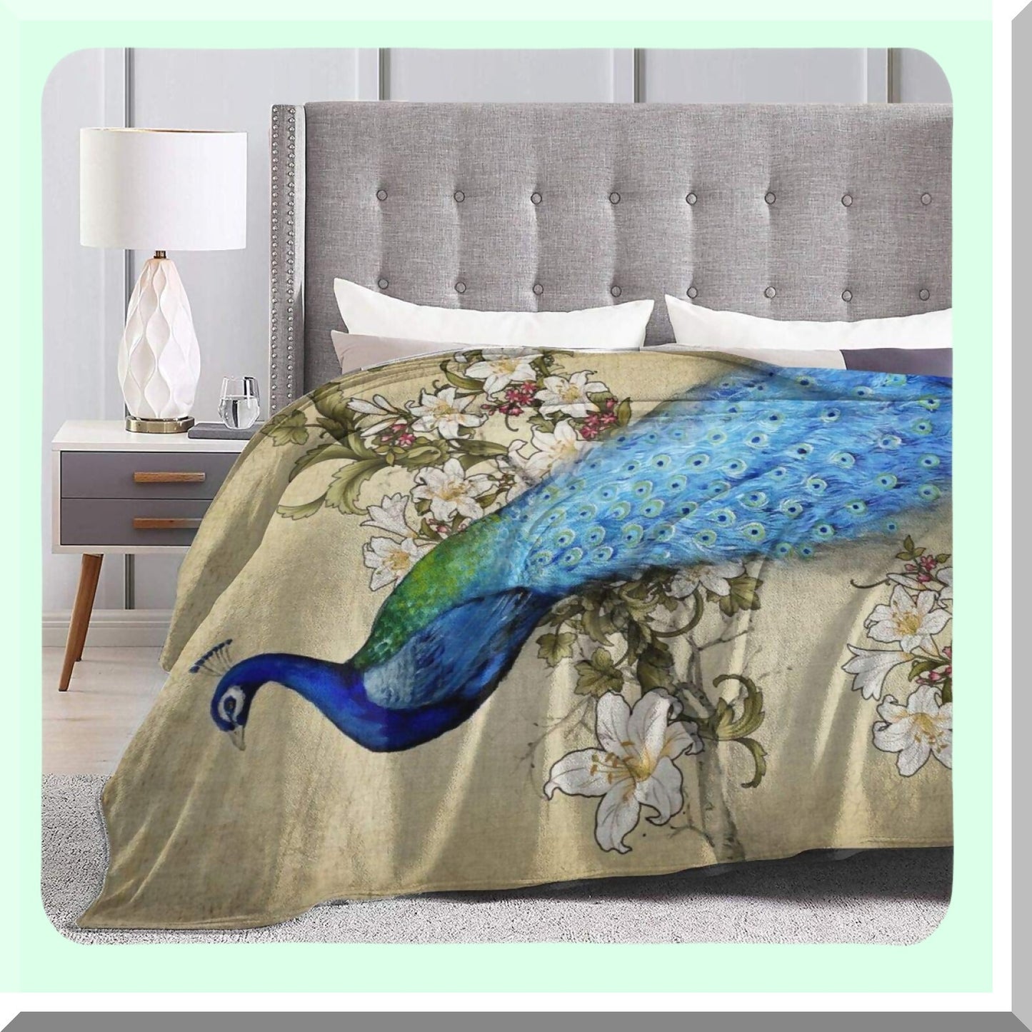 UltraSoft Peacock Fleece Throw - Cozy All-Season Decorative Blanket for Home, Couch, Bed, Chair, Travel (60x50in)