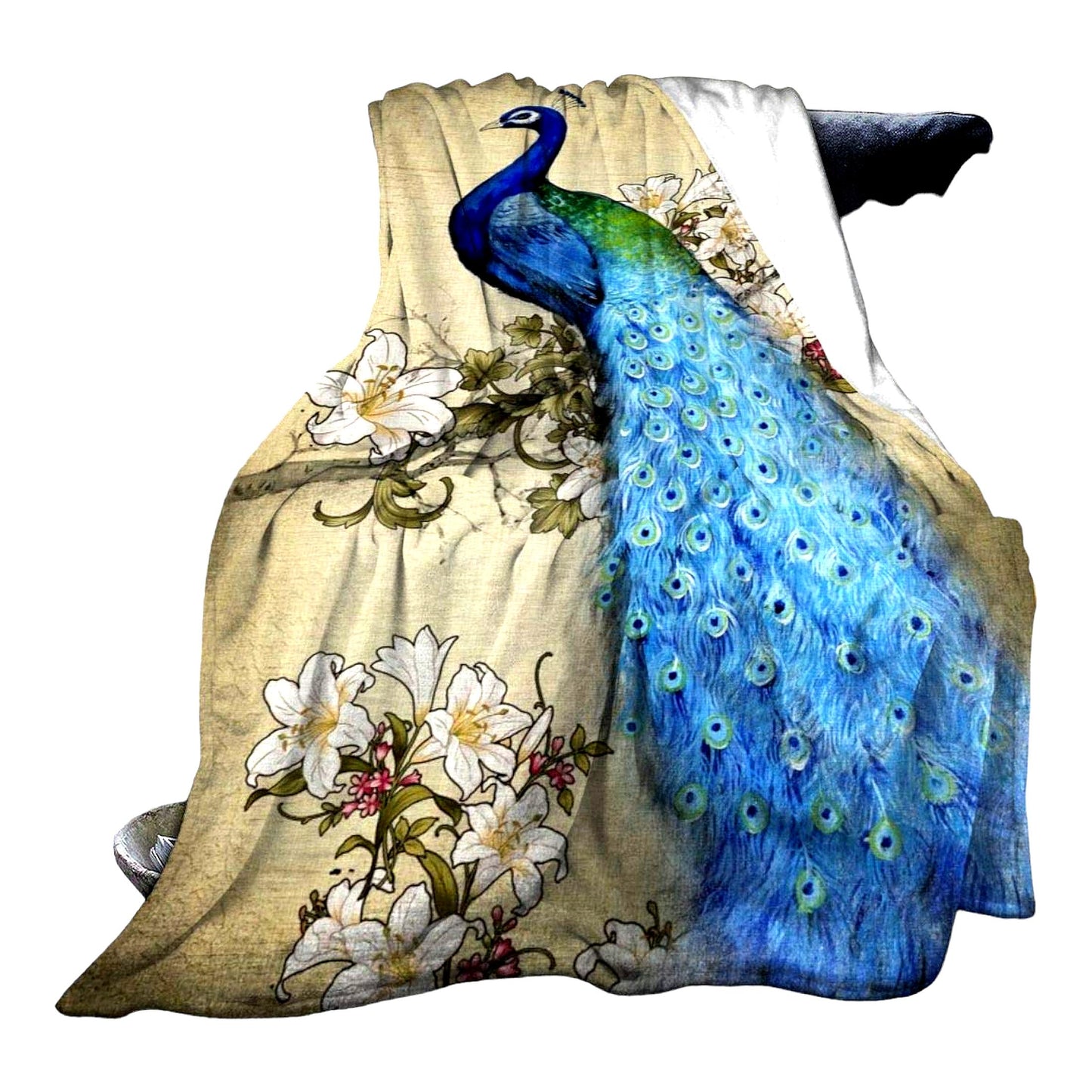 UltraSoft Peacock Fleece Throw - Cozy All-Season Decorative Blanket for Home, Couch, Bed, Chair, Travel (60x50in)