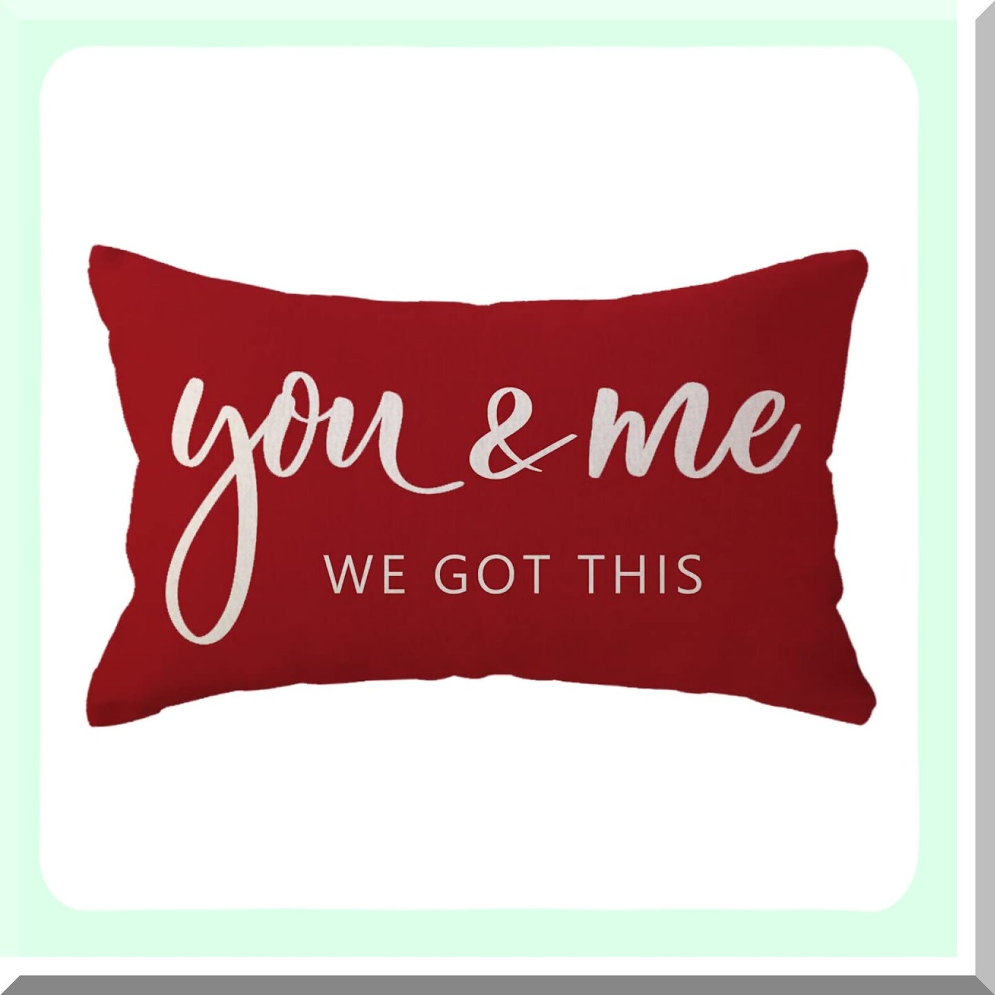 Farmhouse Lumbar Throw Pillow Covers - Red Decorative Pillow Cases for Sofa Bed Couch - 12 x 20 Inch - You Me We Got This