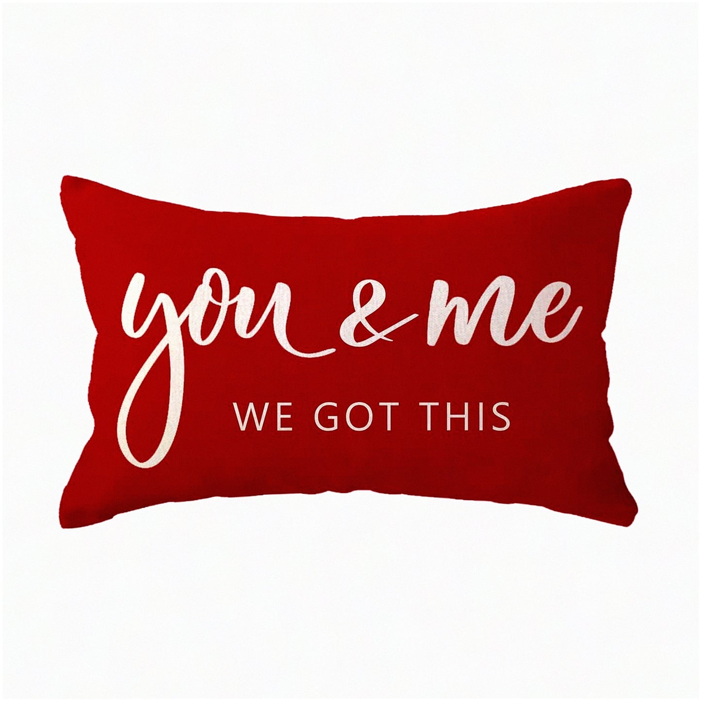 Farmhouse Lumbar Throw Pillow Covers - Red Decorative Pillow Cases for Sofa Bed Couch - 12 x 20 Inch - You Me We Got This