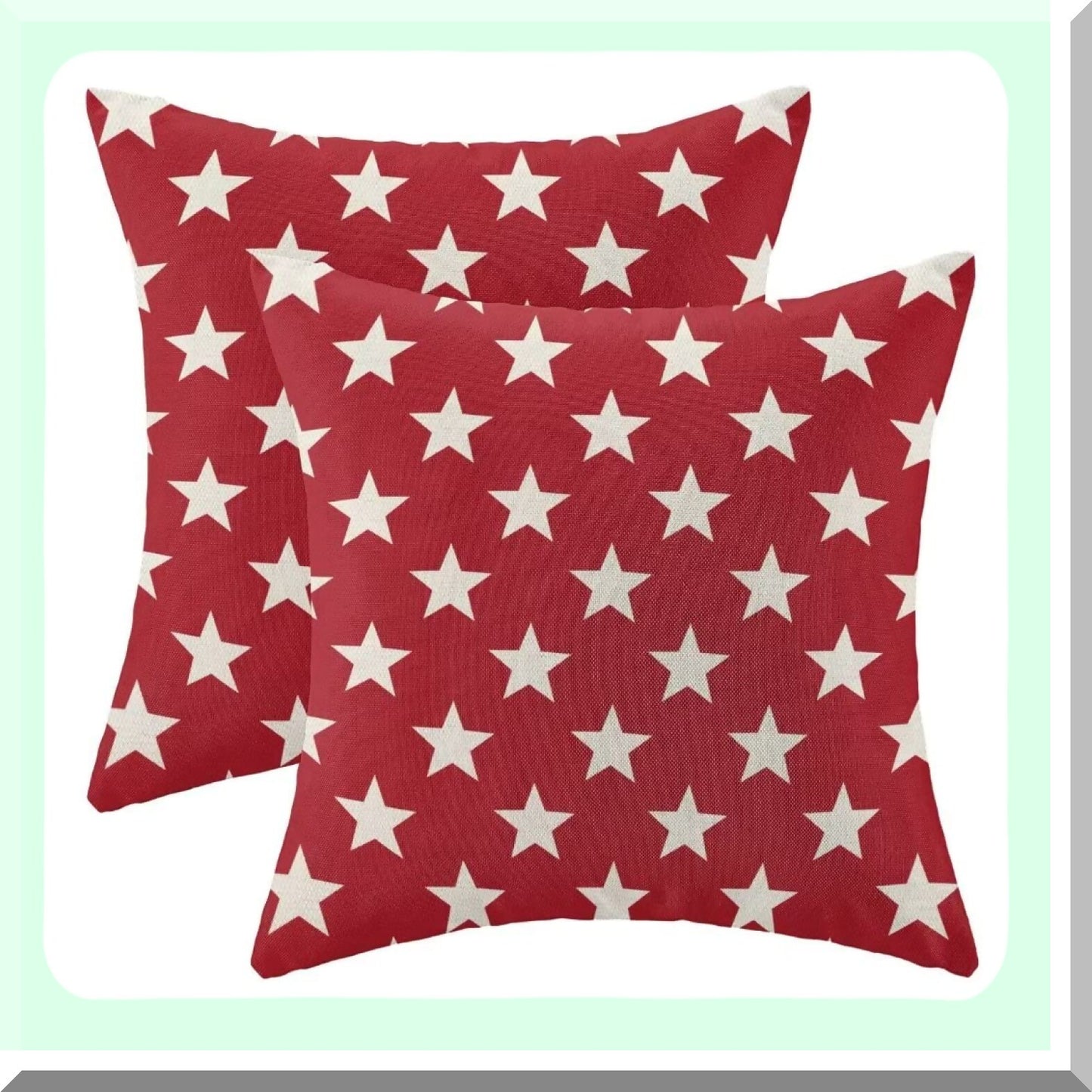 Patriotic Stars & Stripes Pillow Covers - Set of 2, 18x18 Inch Independence Day Throw Pillows for Farmhouse Decor, Sofa & Outdoor Living