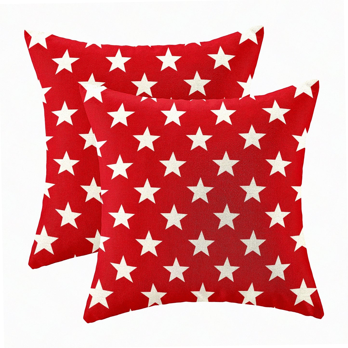 Patriotic Stars & Stripes Pillow Covers - Set of 2, 18x18 Inch Independence Day Throw Pillows for Farmhouse Decor, Sofa & Outdoor Living