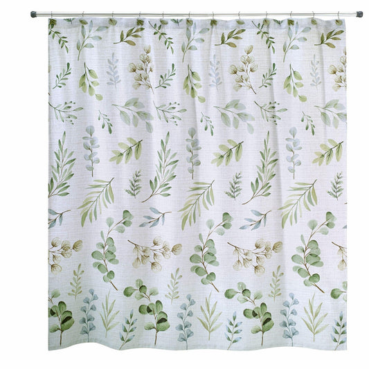 Fabric Shower Curtain Botanical Leaves 72"