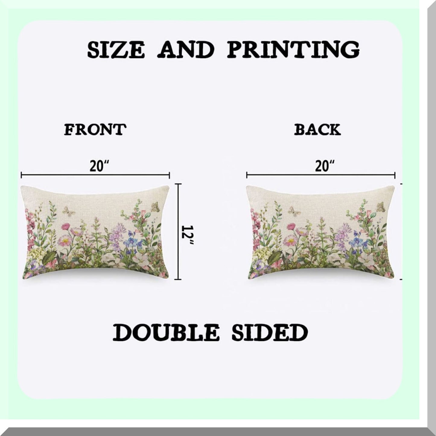Botanic Butterfly Blooms Pillow Cover - Watercolor Floral Decorative Cushion Case for Sofa - Spring Botanical Leaves Throw Pillow Case
