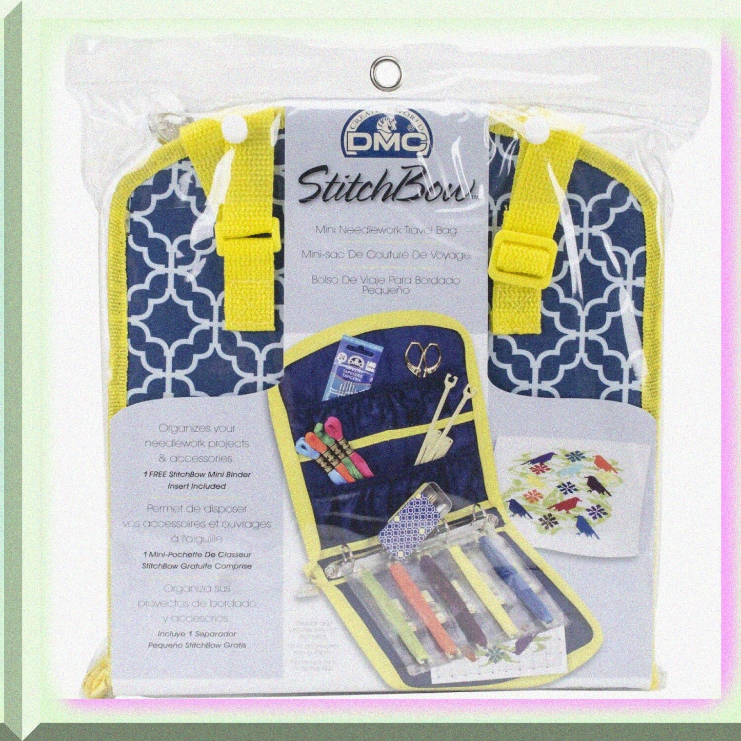 Mini Needlework Travel Bag Blue 9x20.5 inches