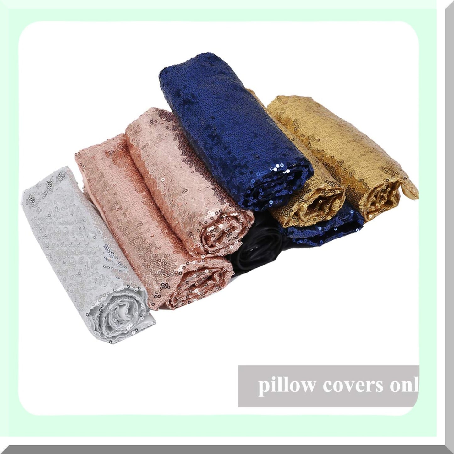 Gold Sparkle Sequin Throw Pillow Set - Decorative Couch Sofa Covers 18x18 - Shiny Accent Cushion Cases - Glittery Home Decor Accessories