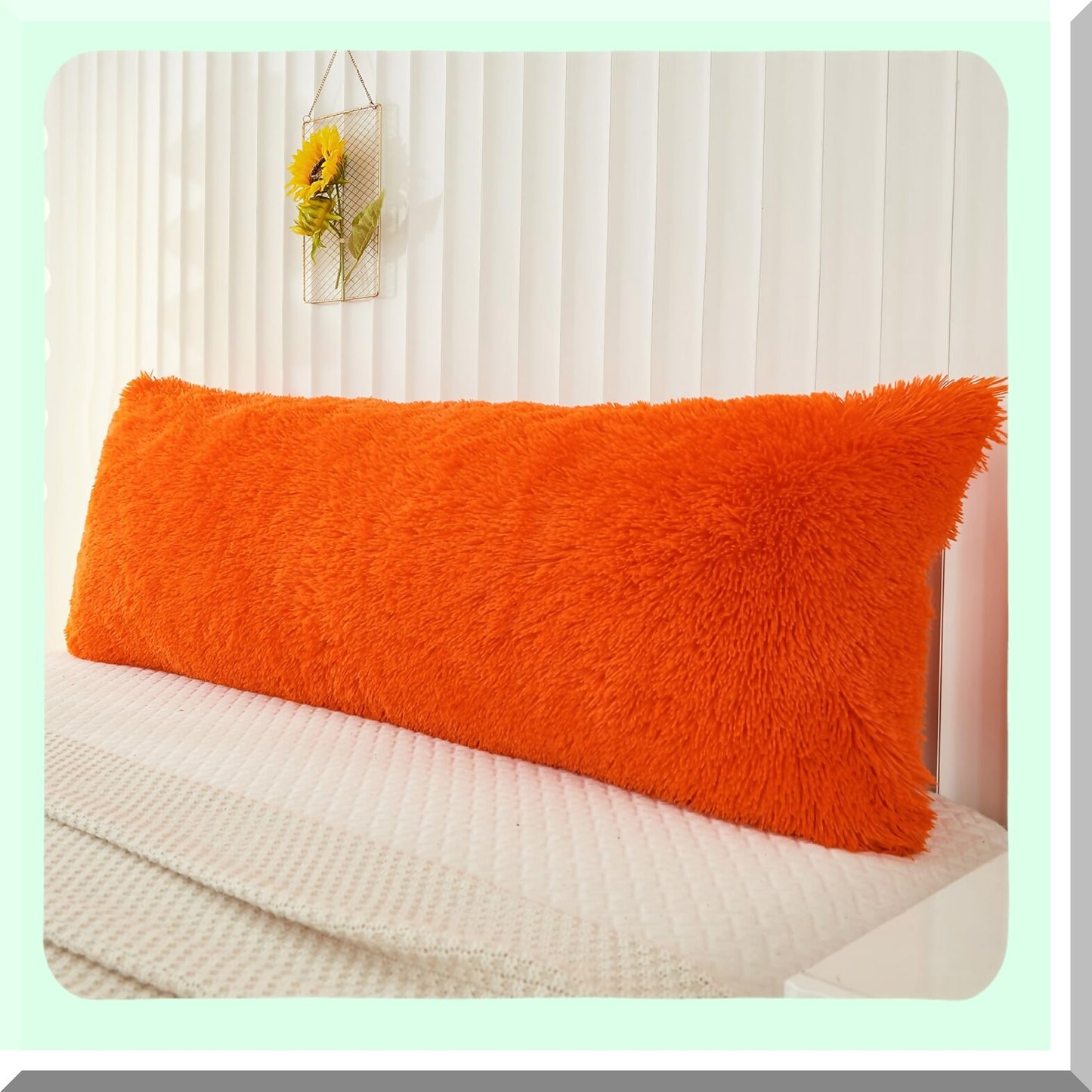 Orange Bliss Plush Body Pillow Cover - Soft Shaggy Velvet Pillowcase with Zipper Closure - 21"x54" - Cozy and Stylish Home Decor Accessory