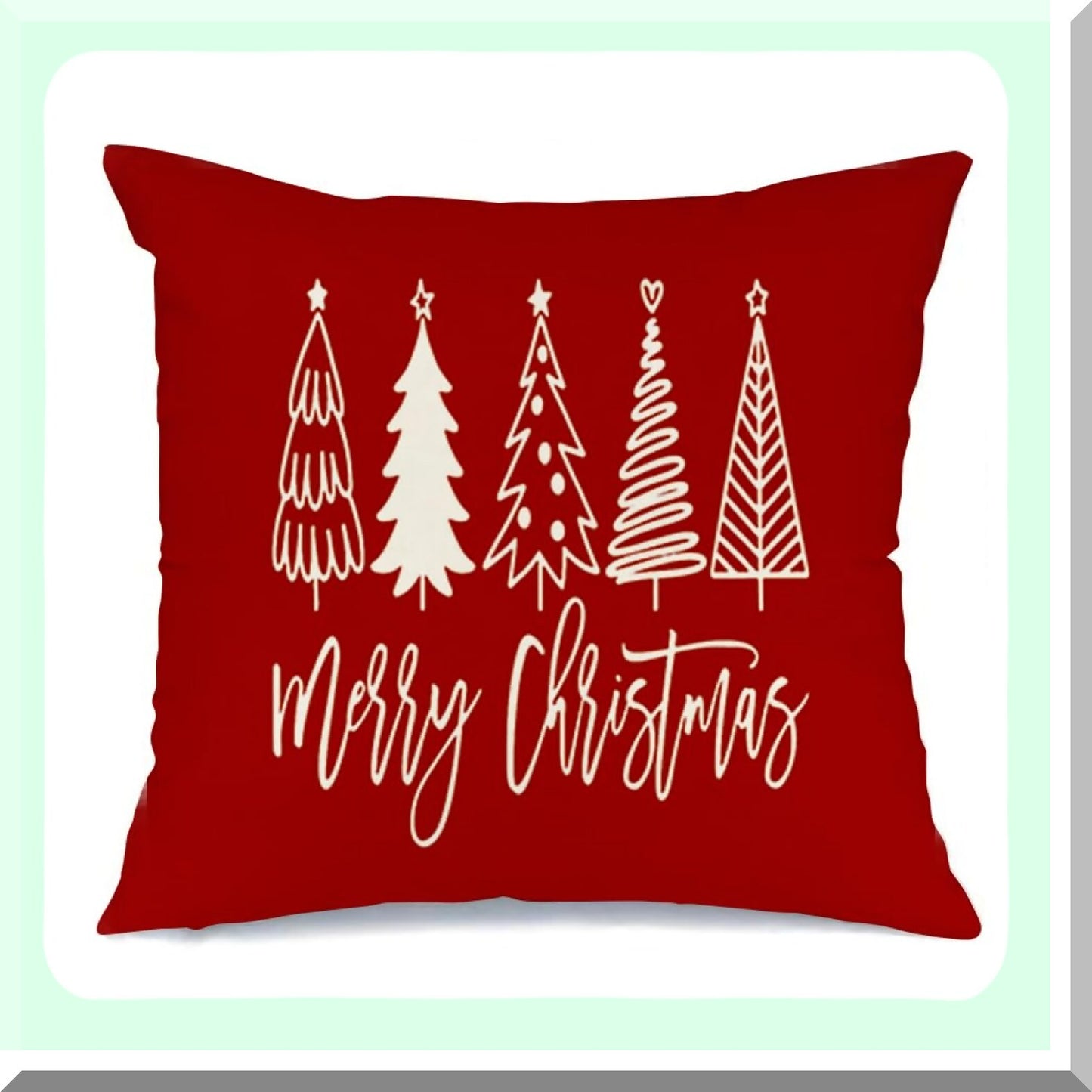 Winter Wonderland Tree Pillow Covers - Set of 6 Decorative Throw Pillows 18x18 Inch, Red Xmas Pillow Cases for Couch Decorations. Made of Cotton Square.