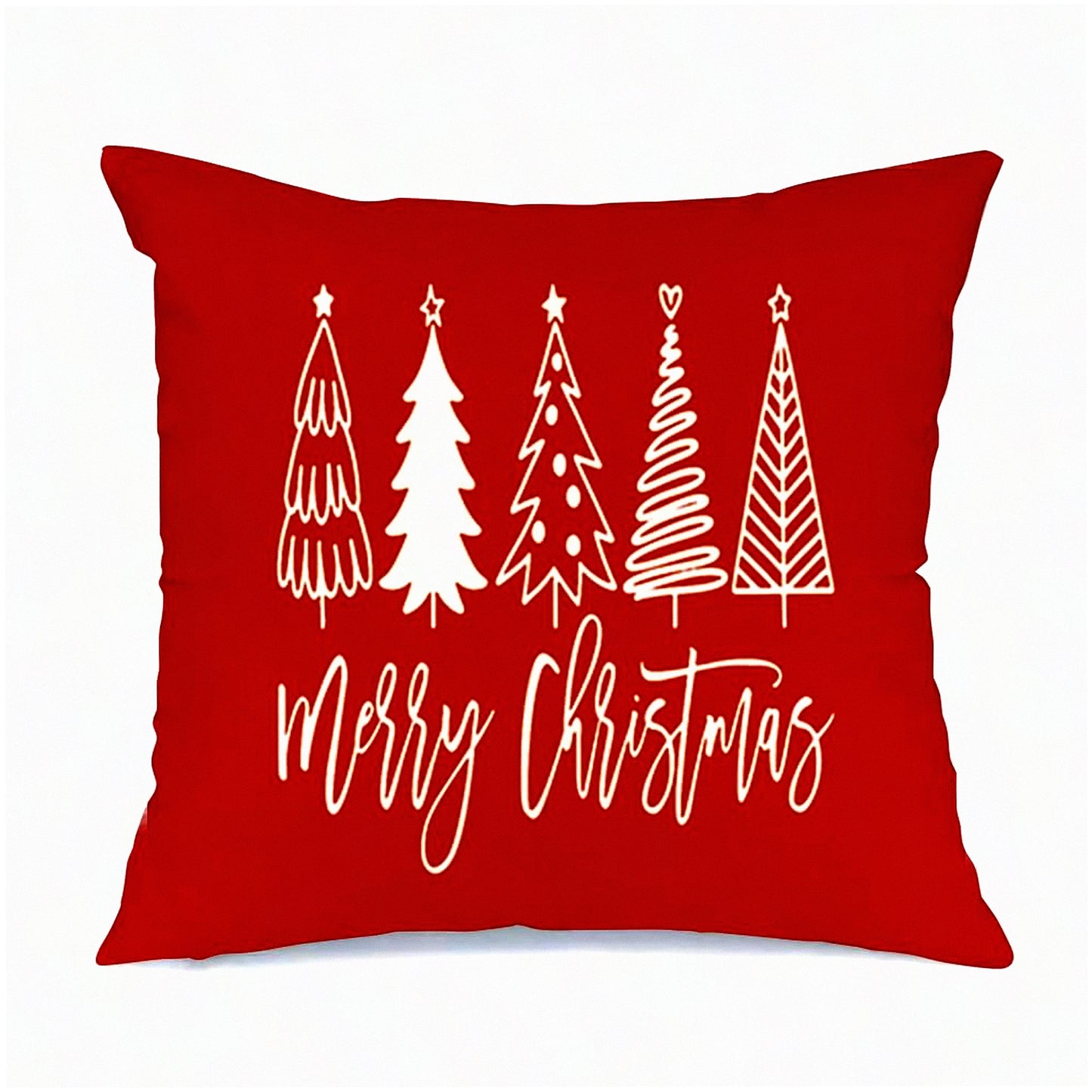 Winter Wonderland Tree Pillow Covers - Set of 6 Decorative Throw Pillows 18x18 Inch, Red Xmas Pillow Cases for Couch Decorations. Made of Cotton Square.