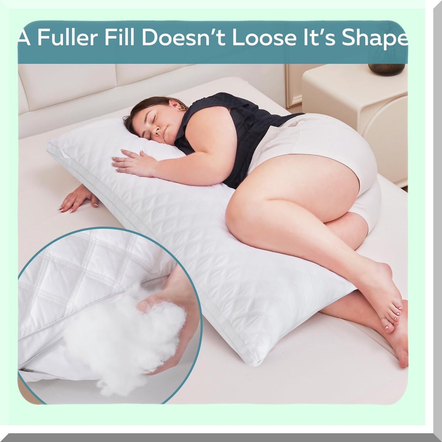 SleepMax Body Support Pillow - Adjustable Firmness & Fluffiness - Extra Long & Large Size - 21"x54" - Ultimate Comfort for Adults - Full Body Sleep Aid