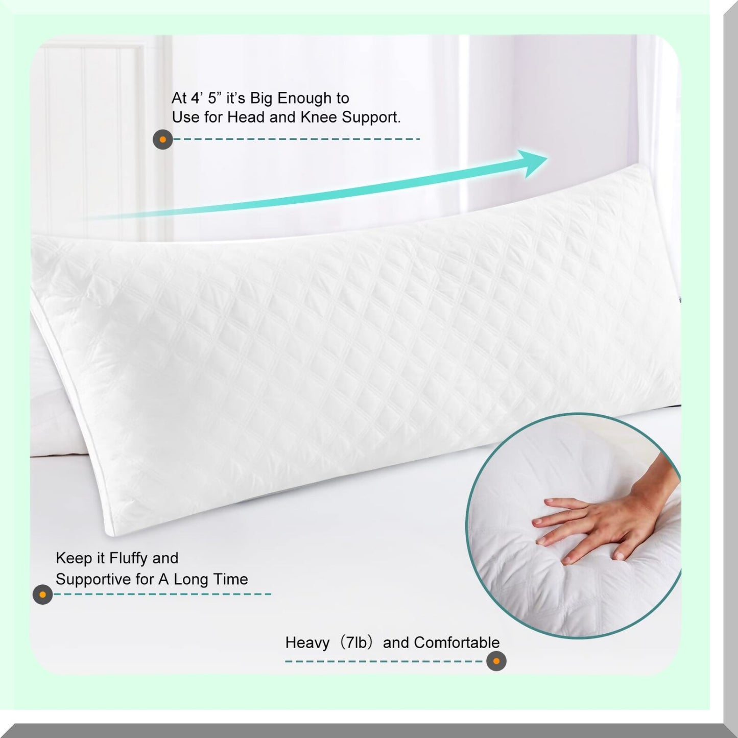 SleepMax Body Support Pillow - Adjustable Firmness & Fluffiness - Extra Long & Large Size - 21"x54" - Ultimate Comfort for Adults - Full Body Sleep Aid