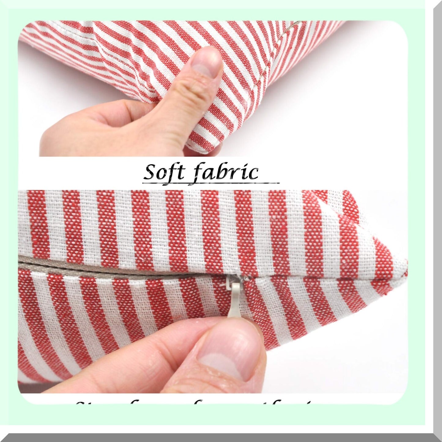 Striped Cotton Pillowcase Set - 2 Pack Square Throw Pillow Covers for Home Decor, Office, Bed, Car, Club - 18 x 18 Inches Pink and White