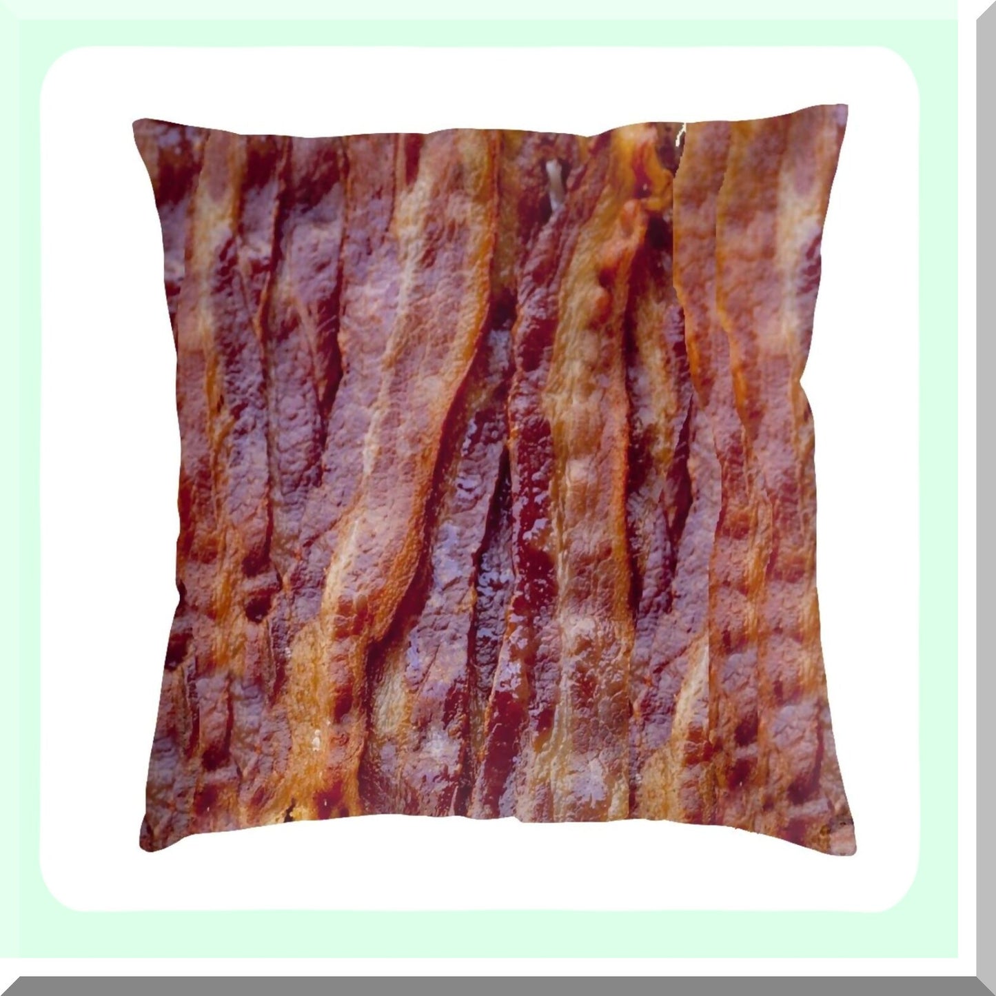 Realistic Bacon 3D Throw Pillow Cover - Funny Food Decorative Cushion Case for Home Decor - Soft Velvet Couch Pillow Case - Creative Gift for Living Room, Bed, Car - 18x18 Inch