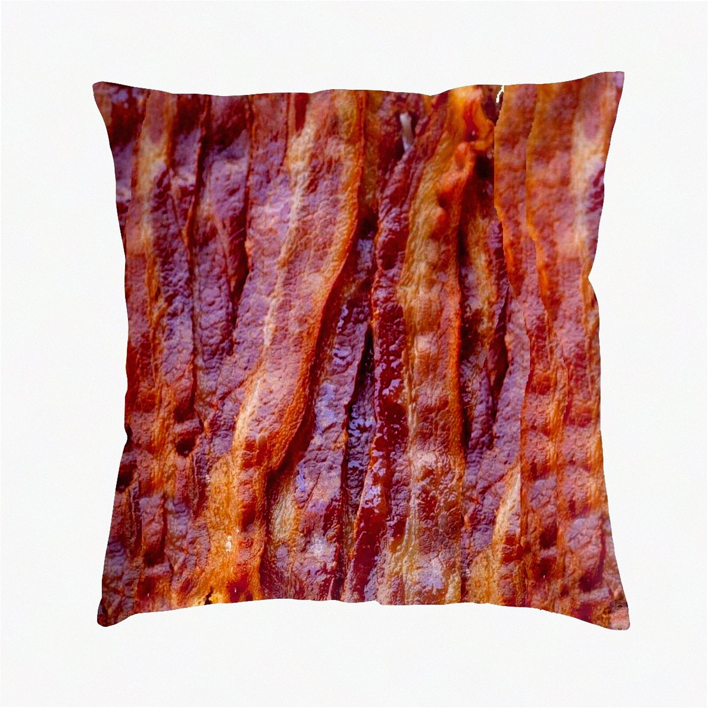 Realistic Bacon 3D Throw Pillow Cover - Funny Food Decorative Cushion Case for Home Decor - Soft Velvet Couch Pillow Case - Creative Gift for Living Room, Bed, Car - 18x18 Inch