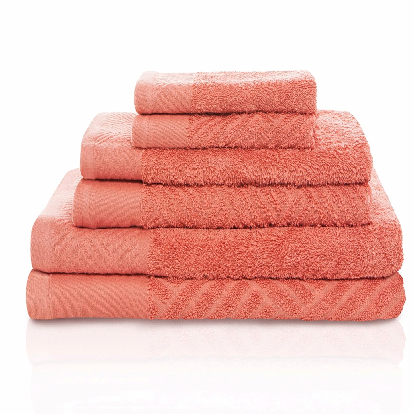 Egyptian Cotton 6-Piece Bath Towel Set Coral