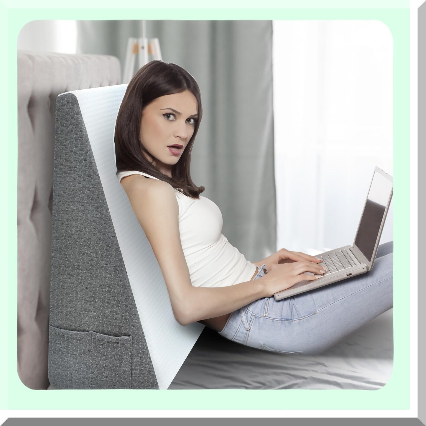 MemoryFoam ElevateRest Pillow - 10 Inch Support Triangle for Sleeping, Reading, Legs & Back. Washable Cover for Ultimate Comfort & Support.