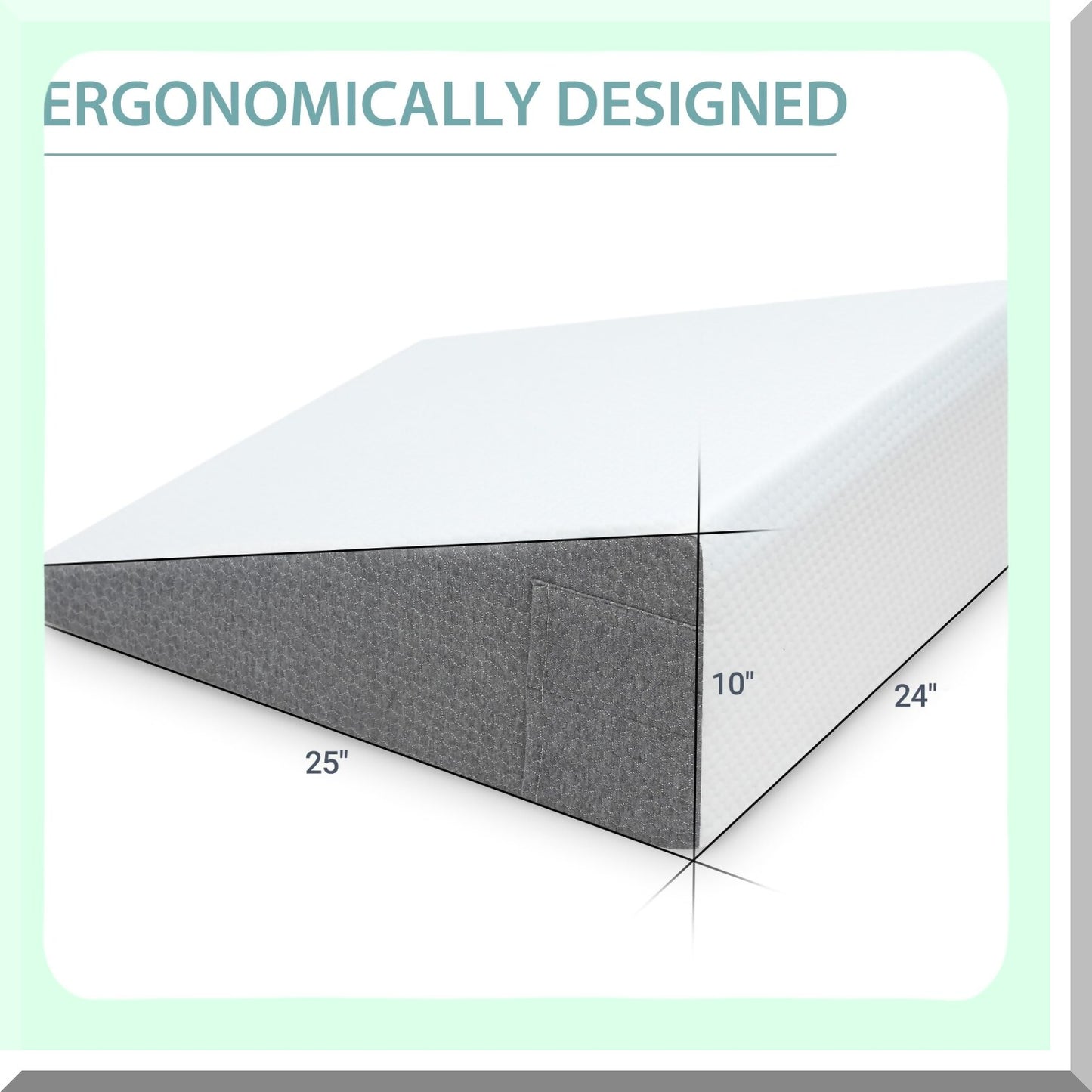 MemoryFoam ElevateRest Pillow - 10 Inch Support Triangle for Sleeping, Reading, Legs & Back. Washable Cover for Ultimate Comfort & Support.