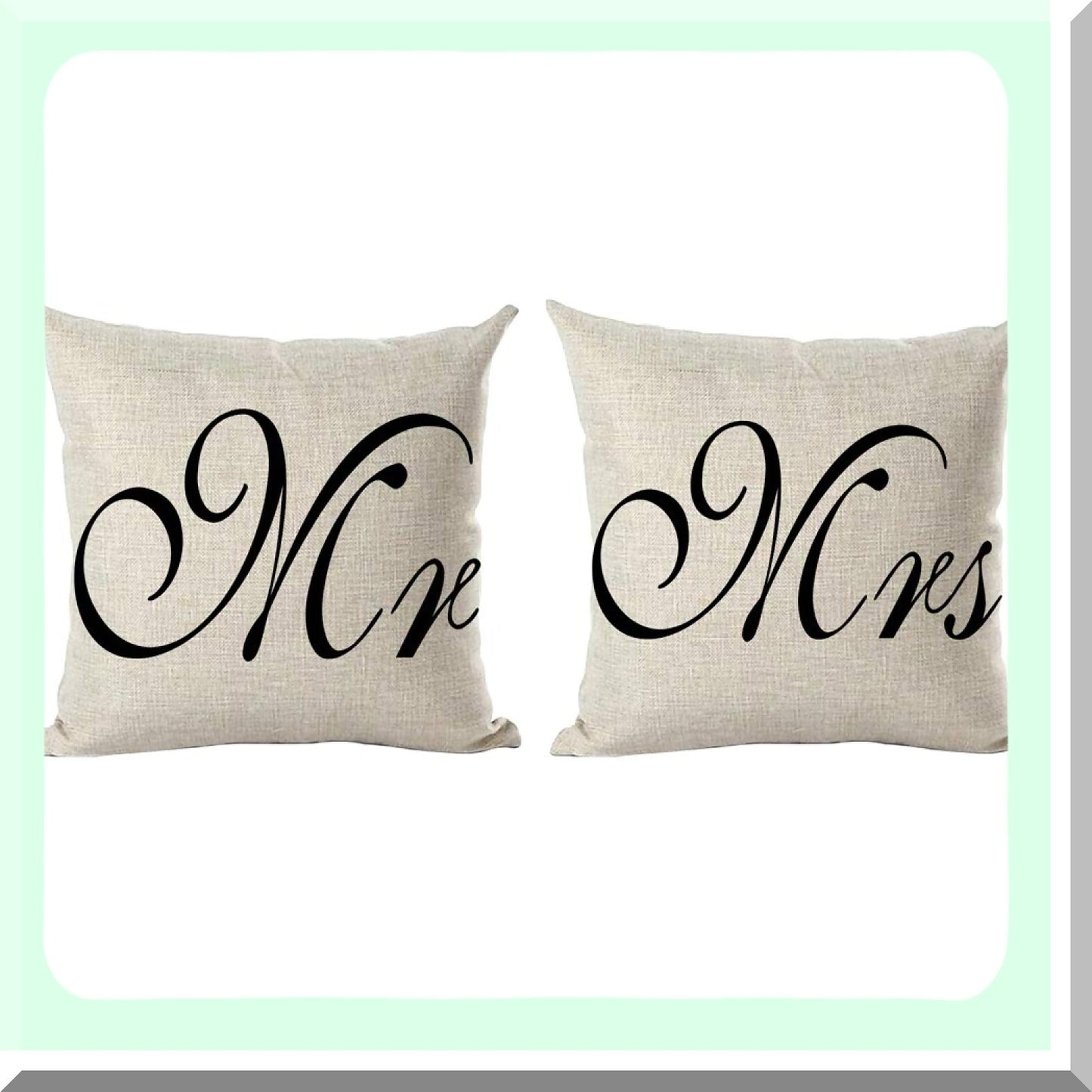 Black Love Family Decorative Pillow Cover - Set of 2 | Mr Mrs Simple Style Gift for Home Living Room Bed Sofa Car | Cotton Linen Square 18 x 18 Inches