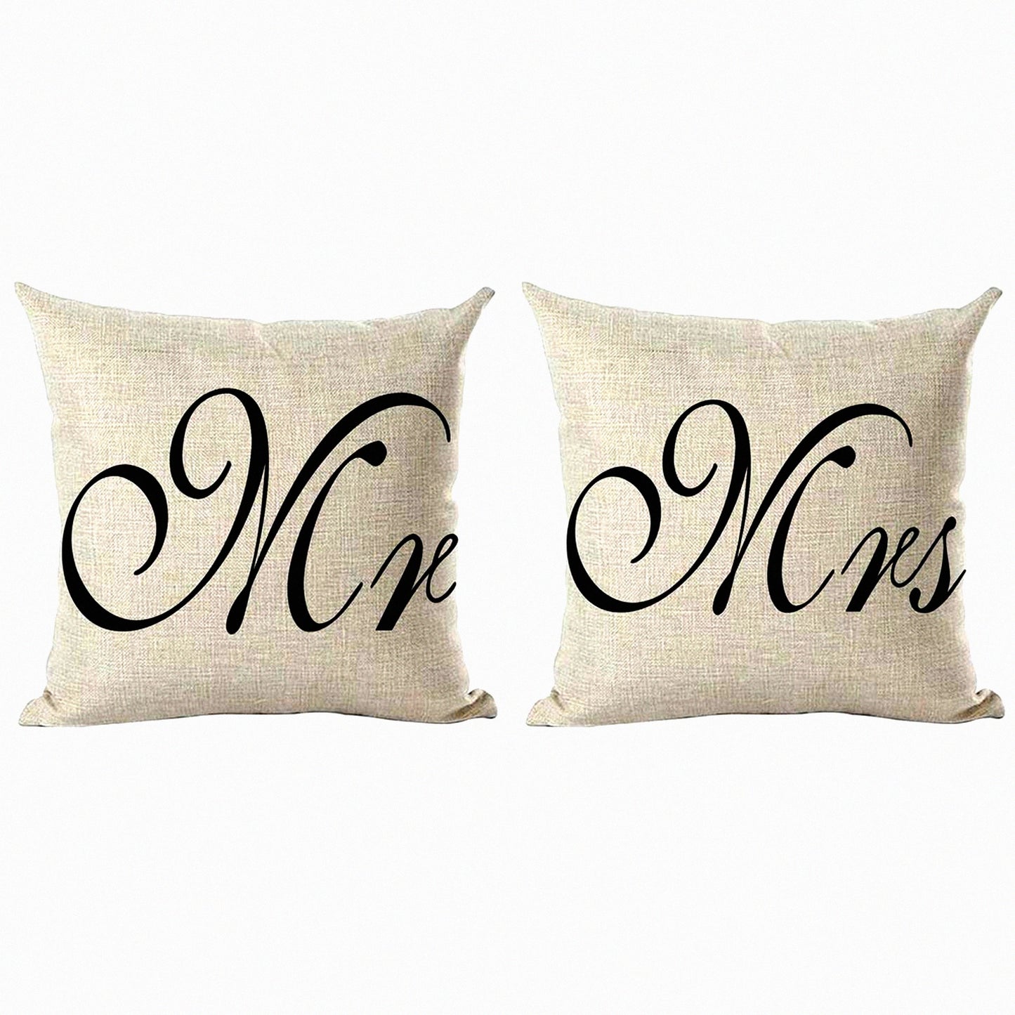 Black Love Family Decorative Pillow Cover - Set of 2 | Mr Mrs Simple Style Gift for Home Living Room Bed Sofa Car | Cotton Linen Square 18 x 18 Inches