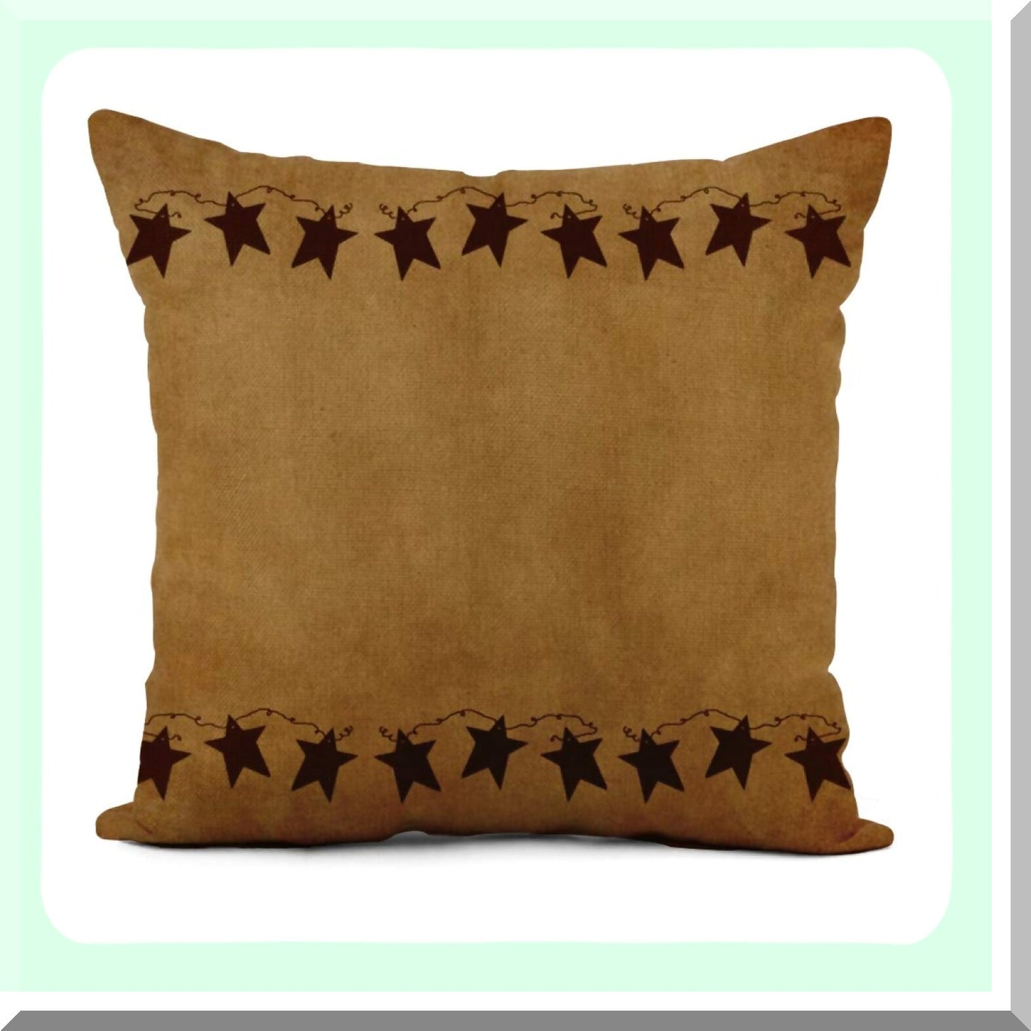 Rustic Stars Linen Pillow Cover - Vintage Country Bath Decor - Primitive Rusty Tin Cushion Case - Outdoor Sofa Bed Throw - 18x18 Inch Square Pillowcase