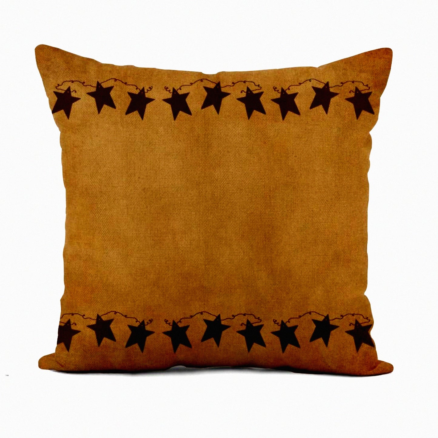 Rustic Stars Linen Pillow Cover - Vintage Country Bath Decor - Primitive Rusty Tin Cushion Case - Outdoor Sofa Bed Throw - 18x18 Inch Square Pillowcase
