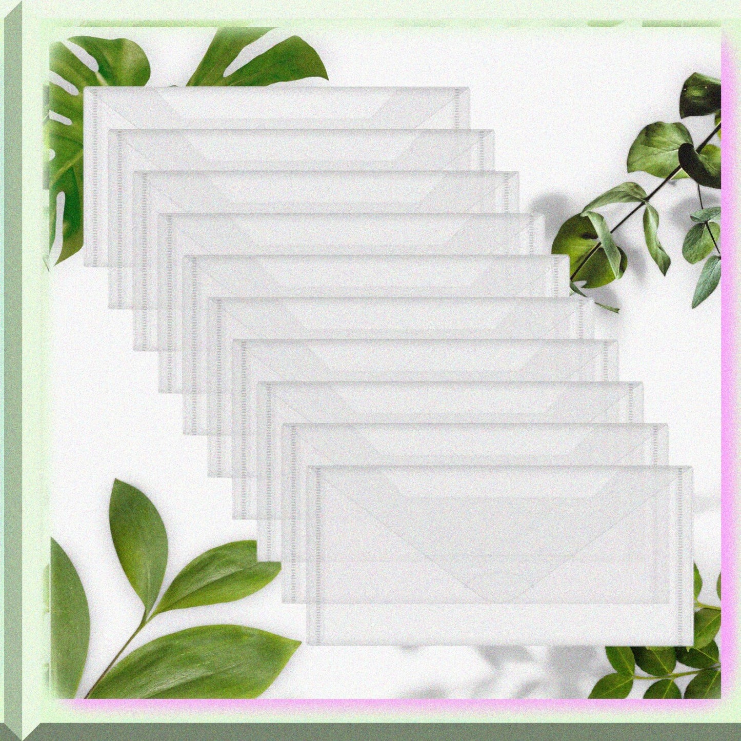 10 PCS Clear Storage Envelopes 4.5x9.5 Inches