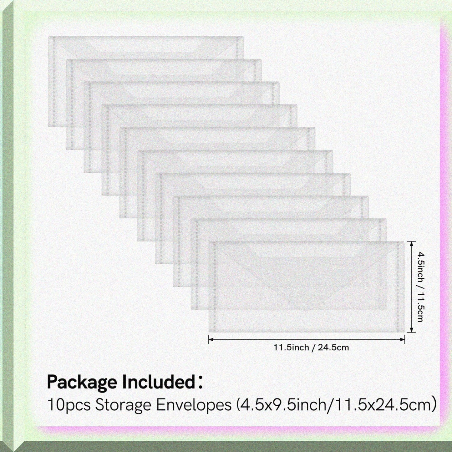 10 PCS Clear Storage Envelopes 4.5x9.5 Inches