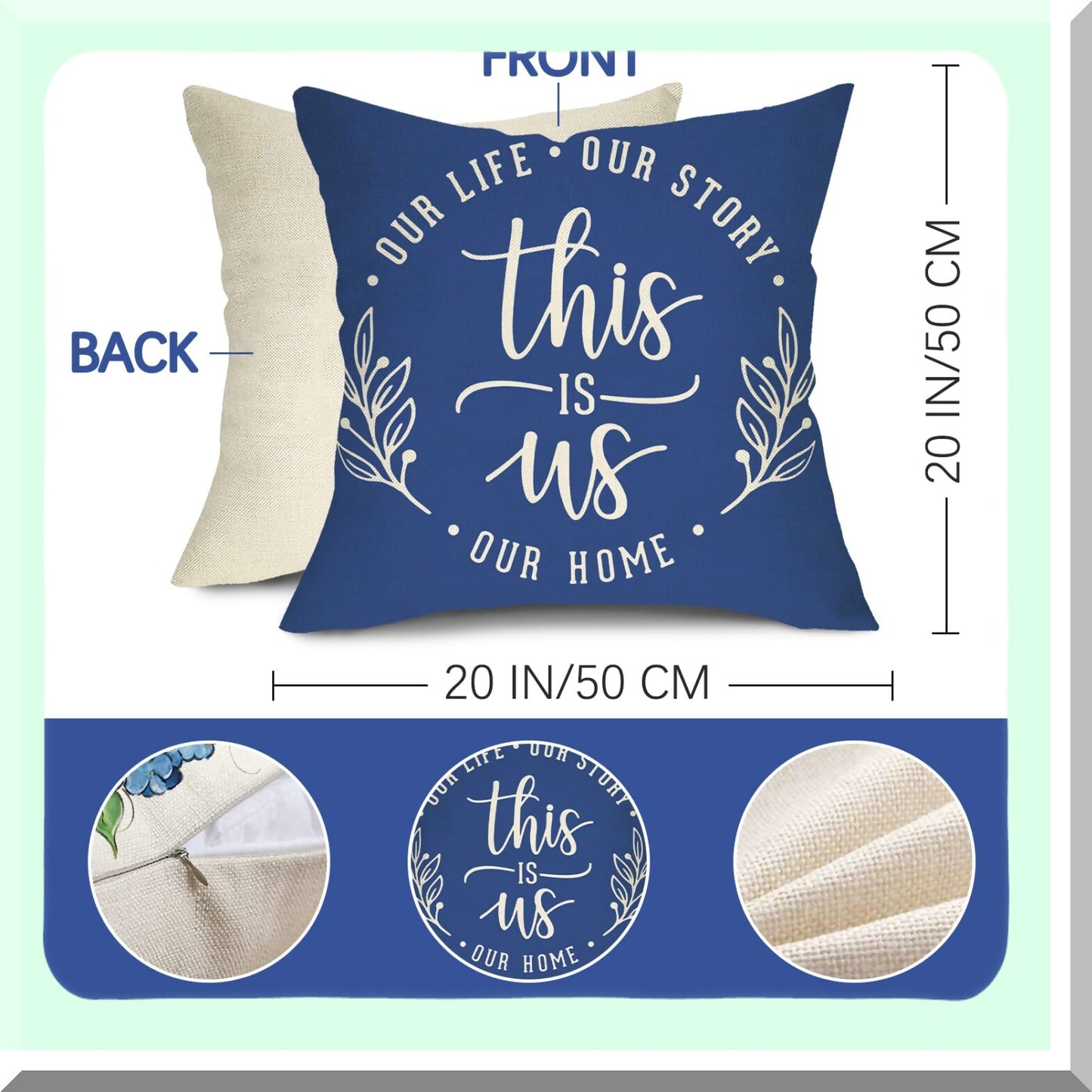 Hydrangea Bloom Decor Pillow Set - 20x20 Floral Throw Covers (Set of 4) for Spring Summer Home Decor, Farmhouse Outdoor Cushion Case - Enjoy The Little Things