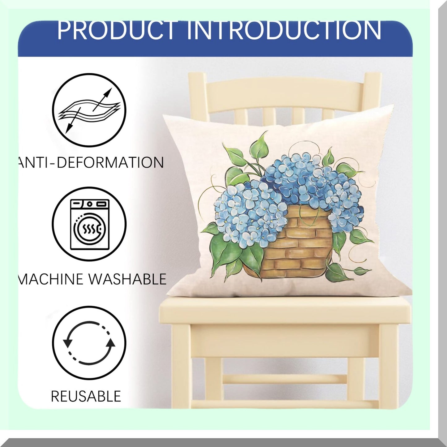 Hydrangea Bloom Decor Pillow Set - 20x20 Floral Throw Covers (Set of 4) for Spring Summer Home Decor, Farmhouse Outdoor Cushion Case - Enjoy The Little Things