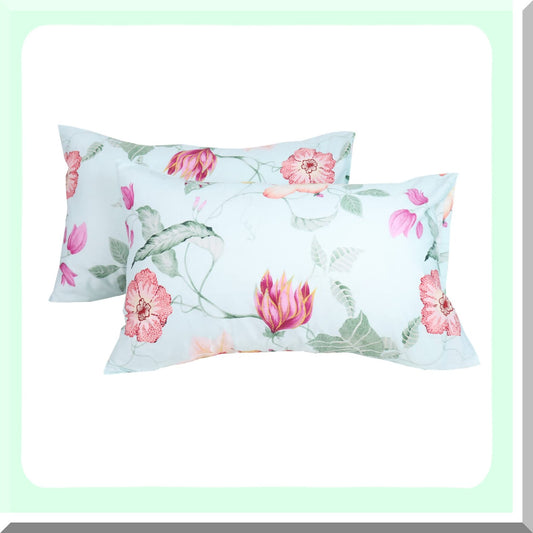 EcoLux Cotton Bliss Pillowcase Set - Queen Size, Envelope Closure, Super Soft, Green, 2030 inches, 100% Cotton, Breathable, Hypoallergenic