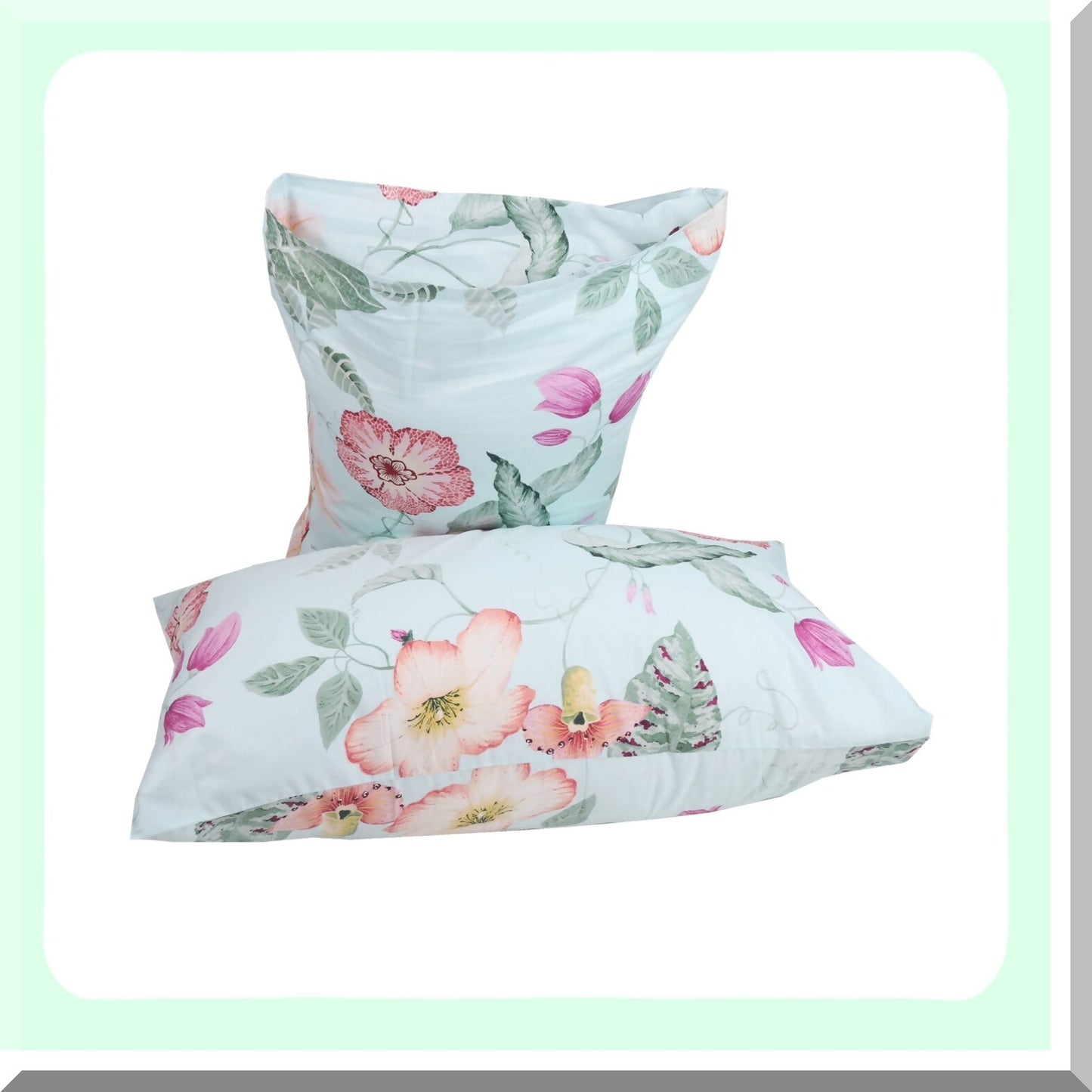 EcoLux Cotton Bliss Pillowcase Set - Queen Size, Envelope Closure, Super Soft, Green, 2030 inches, 100% Cotton, Breathable, Hypoallergenic