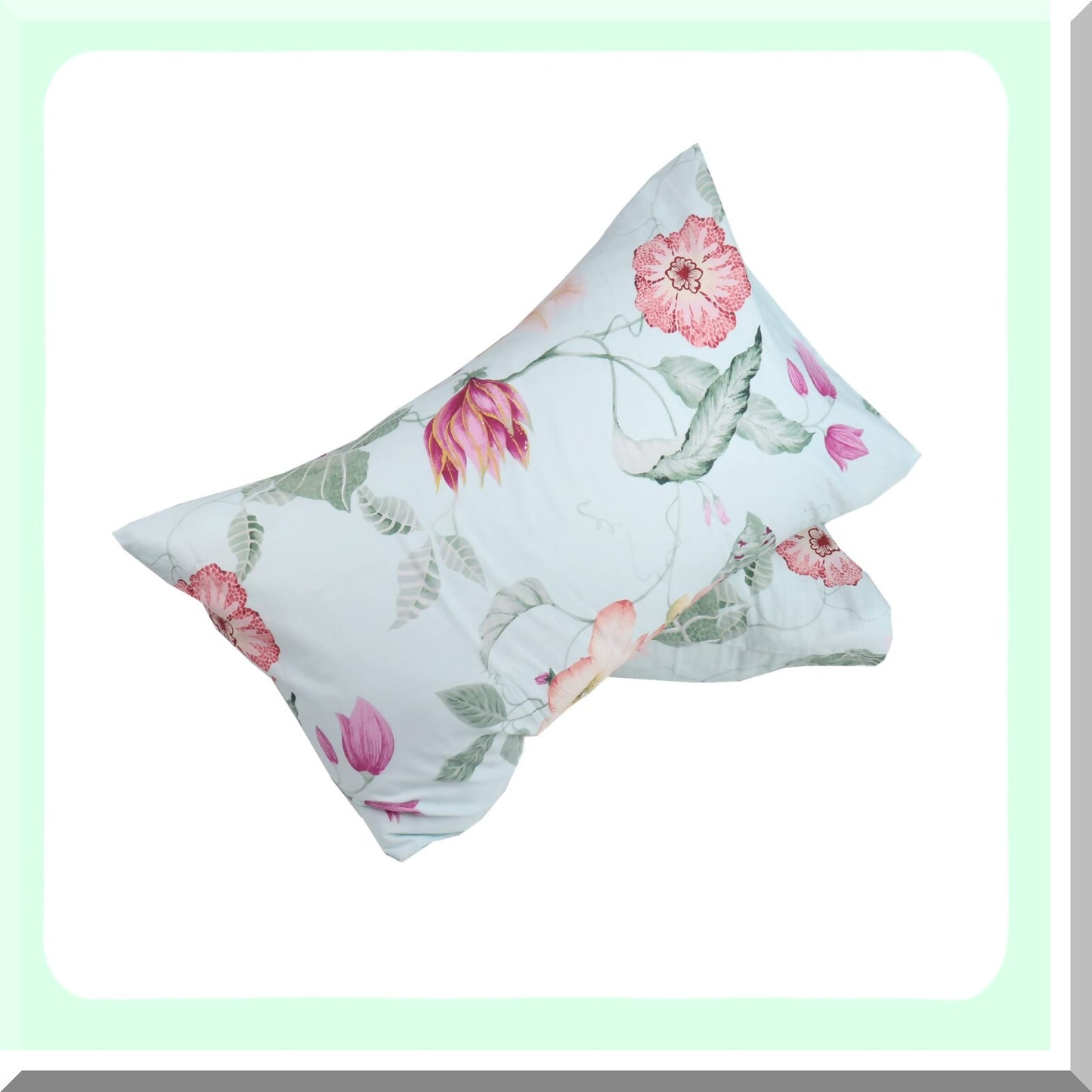 EcoLux Cotton Bliss Pillowcase Set - Queen Size, Envelope Closure, Super Soft, Green, 2030 inches, 100% Cotton, Breathable, Hypoallergenic