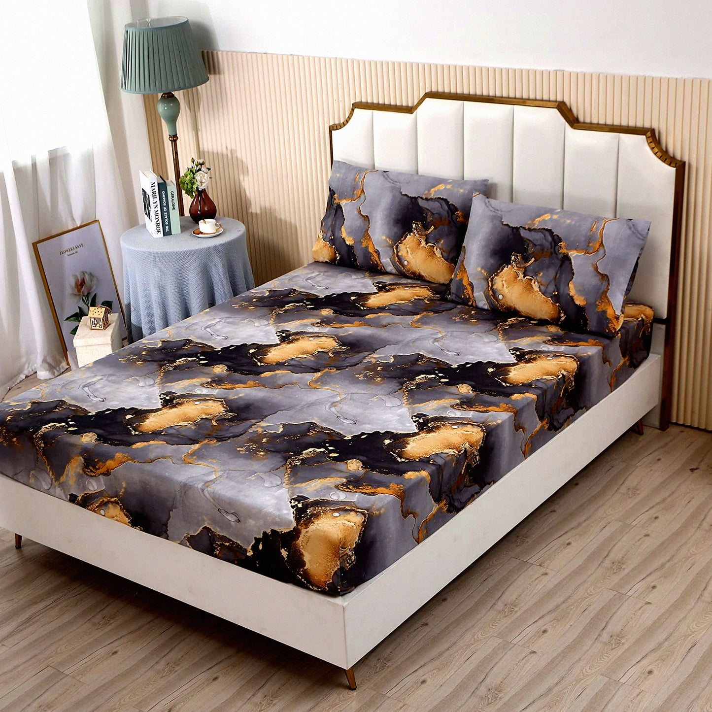 Vibrant Marble 3-Piece Full Size Sheet Set - Luxurious Bedding Set with Colorful Marble Design - Soft and Cozy Sheets for Full Size Beds