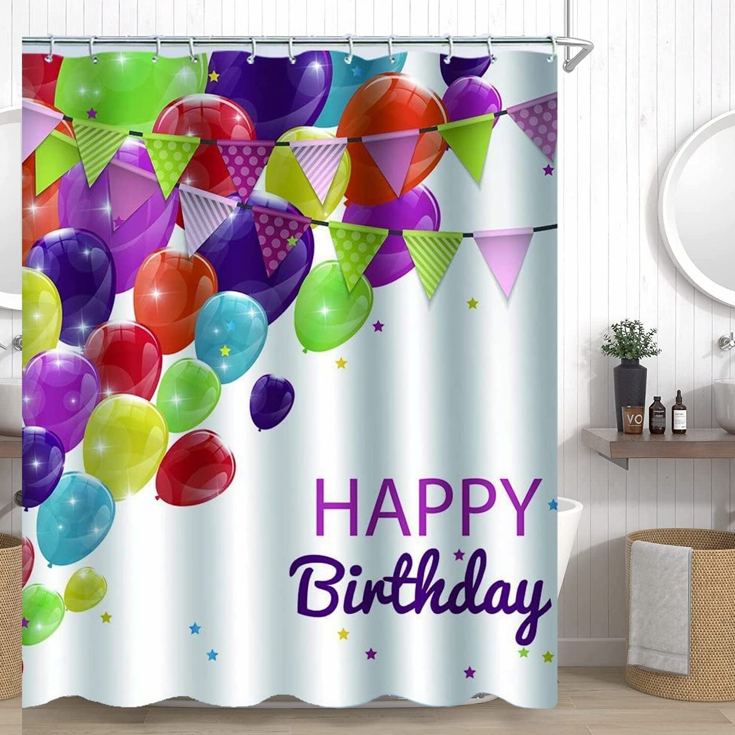 Colorful Balloons Polyester Shower Curtain 70x70 Inches