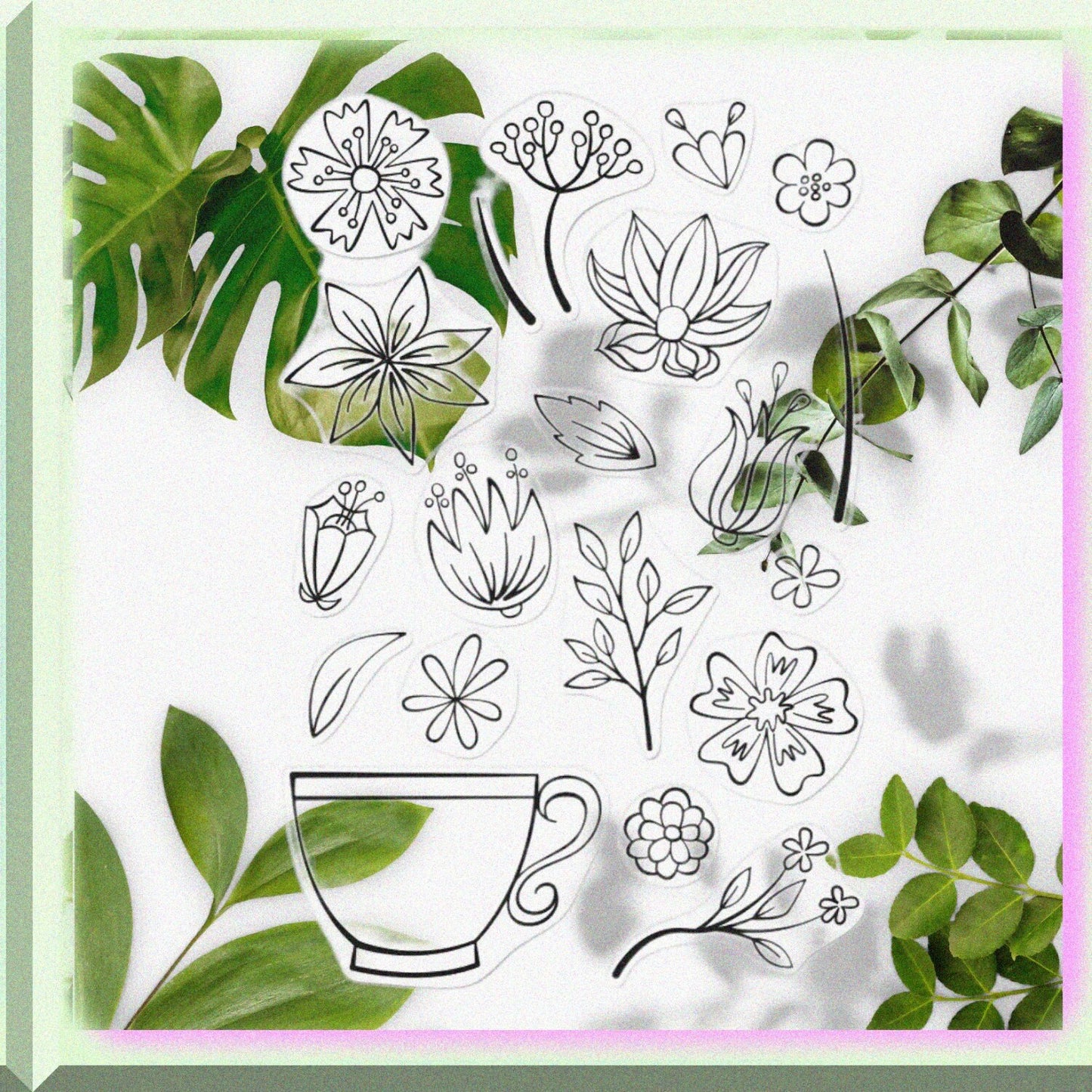 Teacup Flowers Clear Stamp Set 4" x 6"