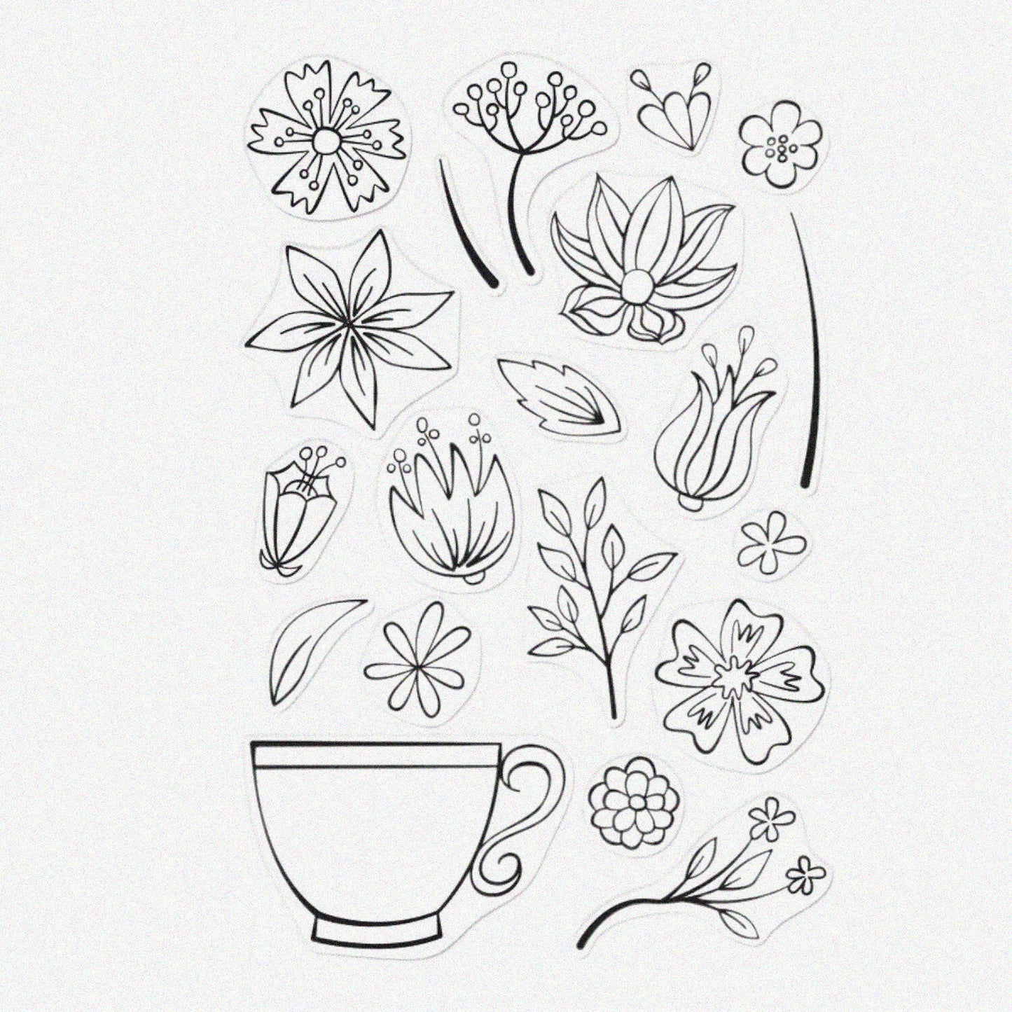 Teacup Flowers Clear Stamp Set 4" x 6"