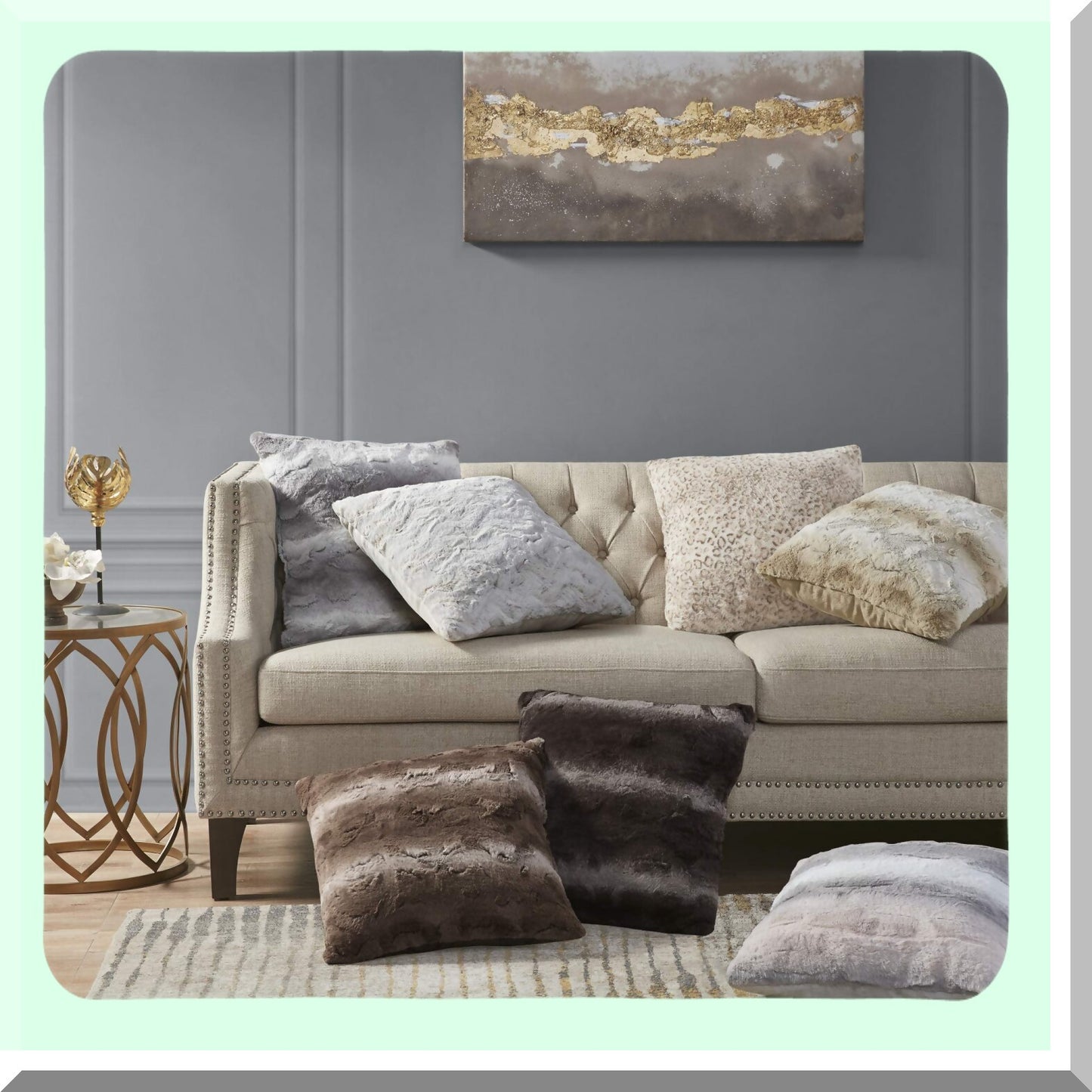 Luxury Ombre Stripe Decorative Throw Pillow Set - Ultra Soft Couch Bed Pillows with Insert - Grey 20" x 20" - Cozy Home Accent