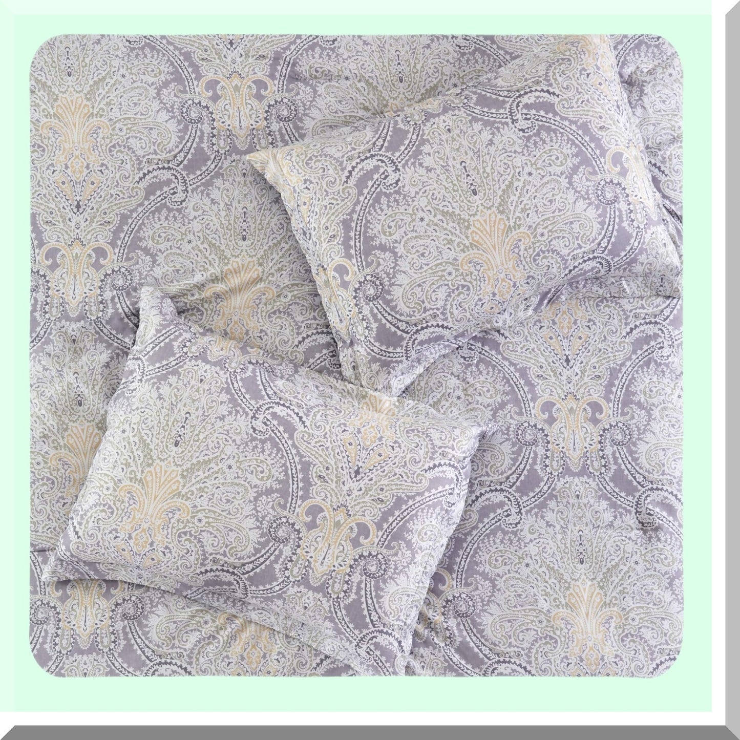 Luxury Monaco 8-Piece All Season Bedding Set - Queen Size with Matching Shams, Decorative Pillows, and Sheets - Printed Down Alternative Comforter