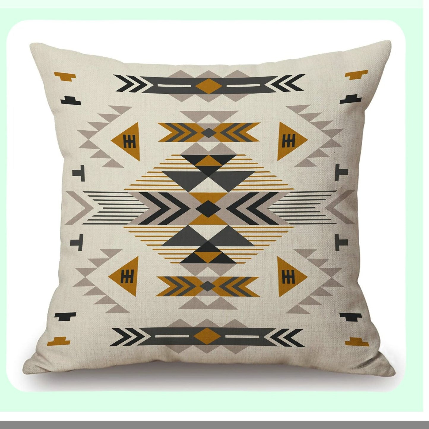 Desert Dream Cotton Linen Pillow Cover - Southwest Geometric Design Ethnic Pattern Decorative Cushion - Art Home Decor Pillowcase 18x18 Inch