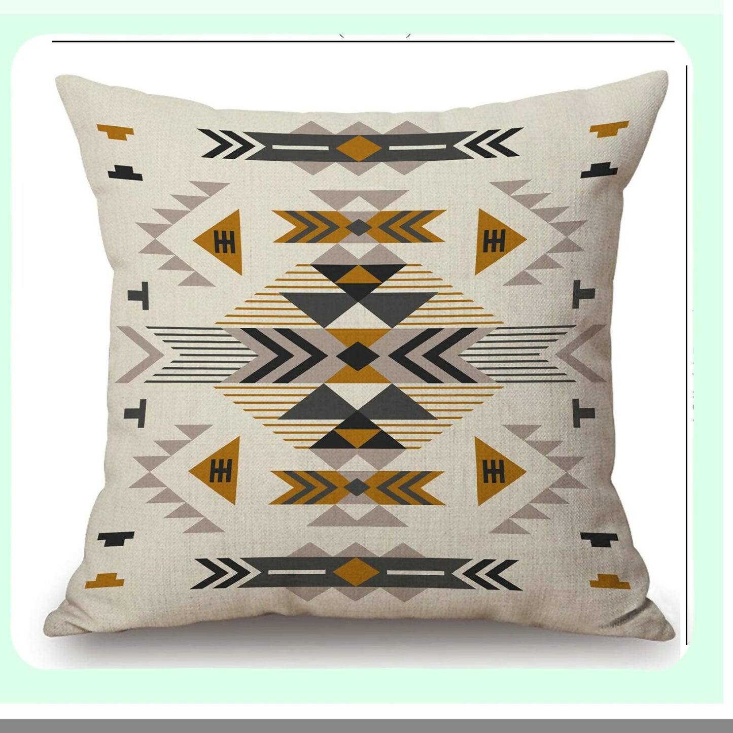 Desert Dream Cotton Linen Pillow Cover - Southwest Geometric Design Ethnic Pattern Decorative Cushion - Art Home Decor Pillowcase 18x18 Inch