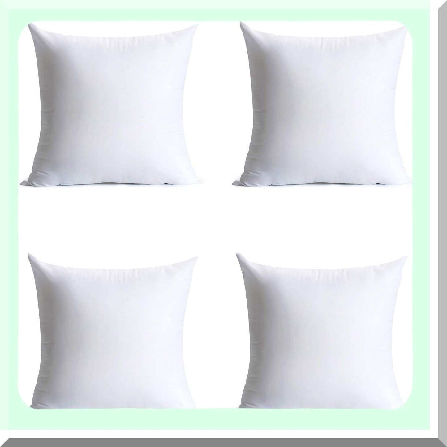 Hypoallergenic Microfiber Down Alternative Pillow Inserts - Set of 4, 20x20 Square Cushion Throw Pillow Liners