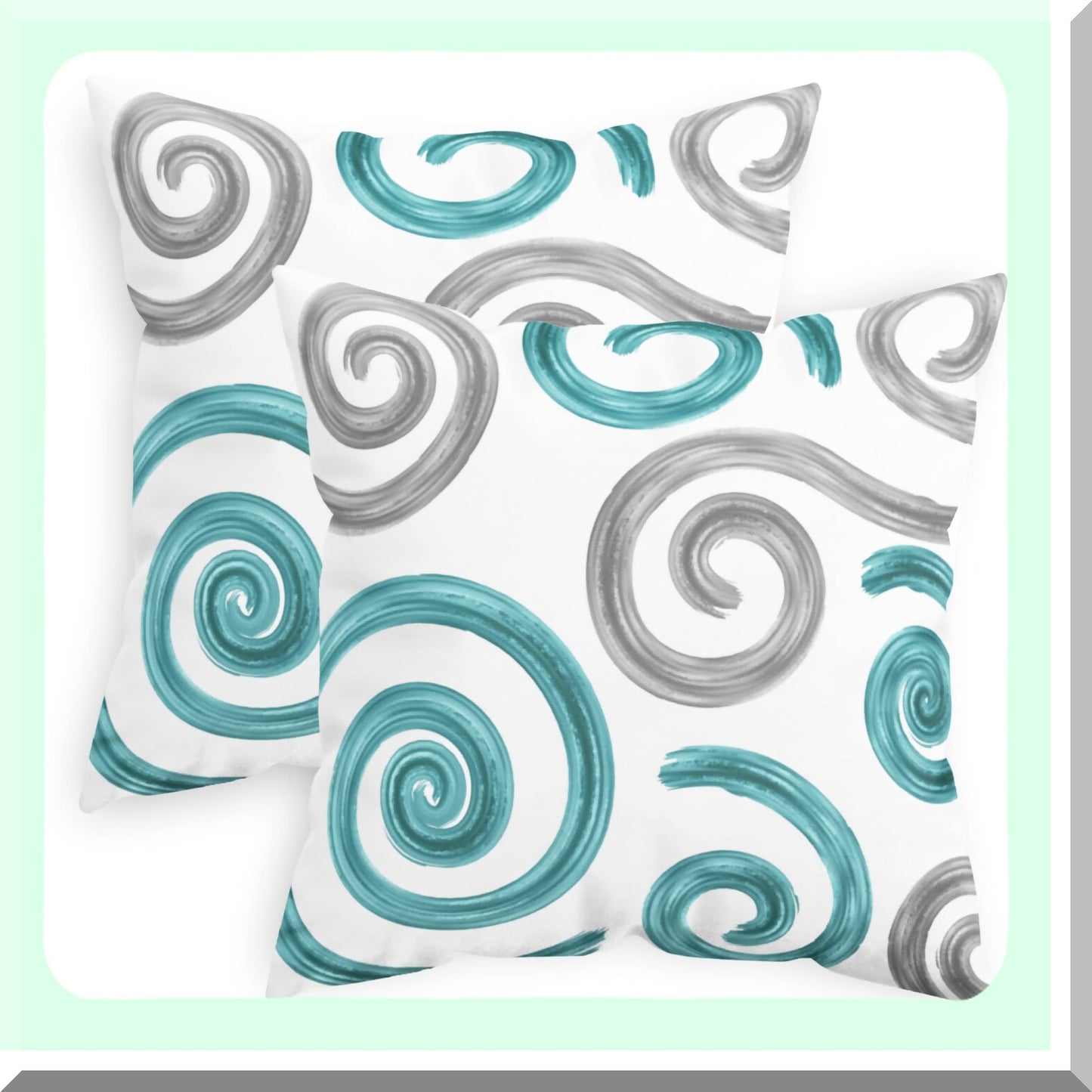 CozyFleece Sea Conch Geometric Pillow Cases - 2 Pack Abstract Cushion Covers for Couch & Bed - Farmhouse Decor - 18x18 Teal Grey