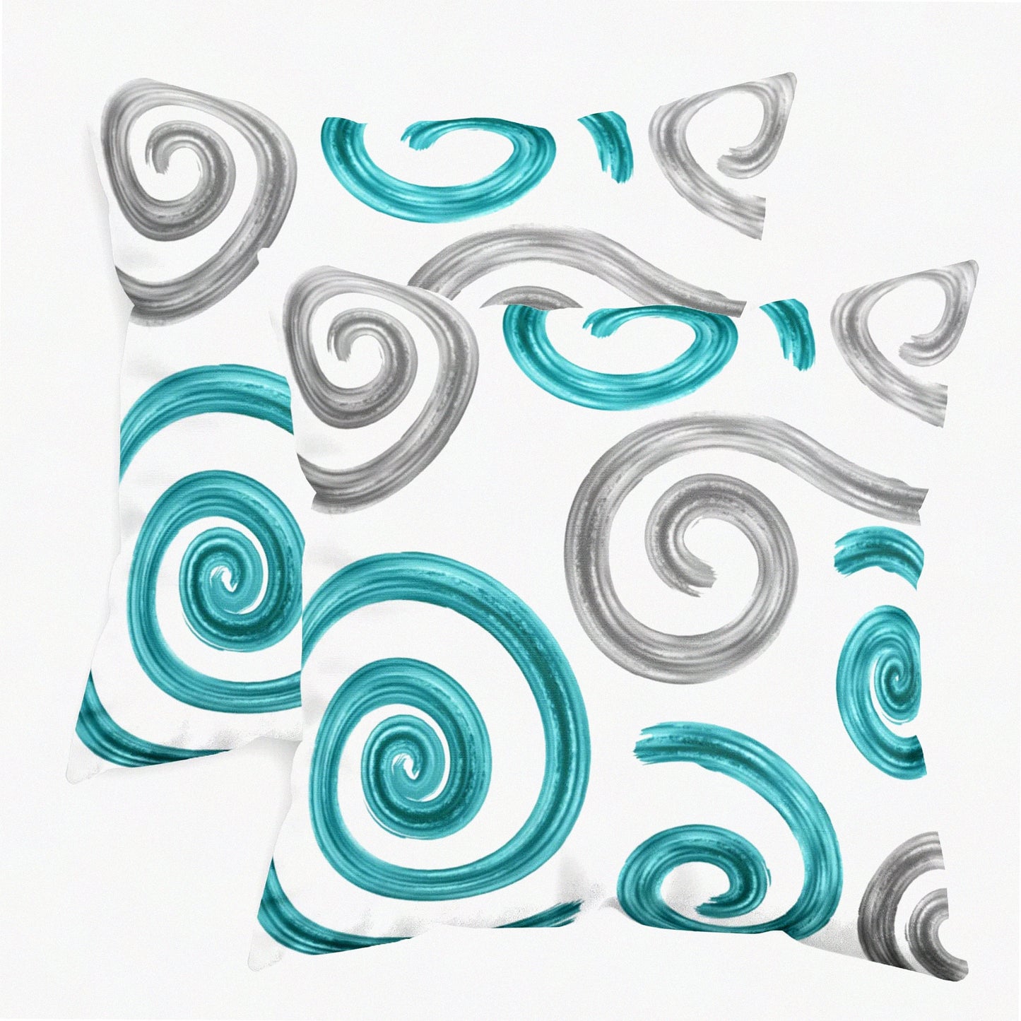 CozyFleece Sea Conch Geometric Pillow Cases - 2 Pack Abstract Cushion Covers for Couch & Bed - Farmhouse Decor - 18x18 Teal Grey