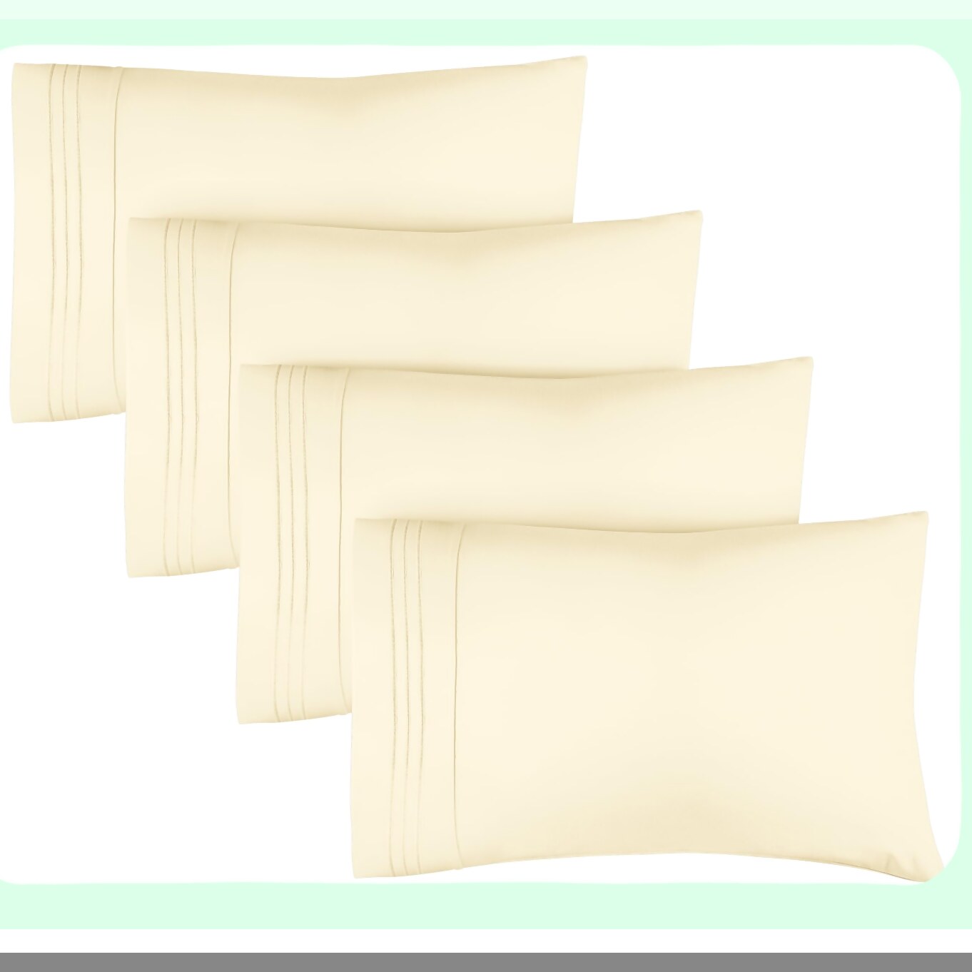 Luxury Soft Queen Pillowcase Set - 4 Pack Off White Covers - Hotel Quality 20x40 Pillow Protectors - Machine Washable Pillow Covers - 4 Piece Queen Size Case Set