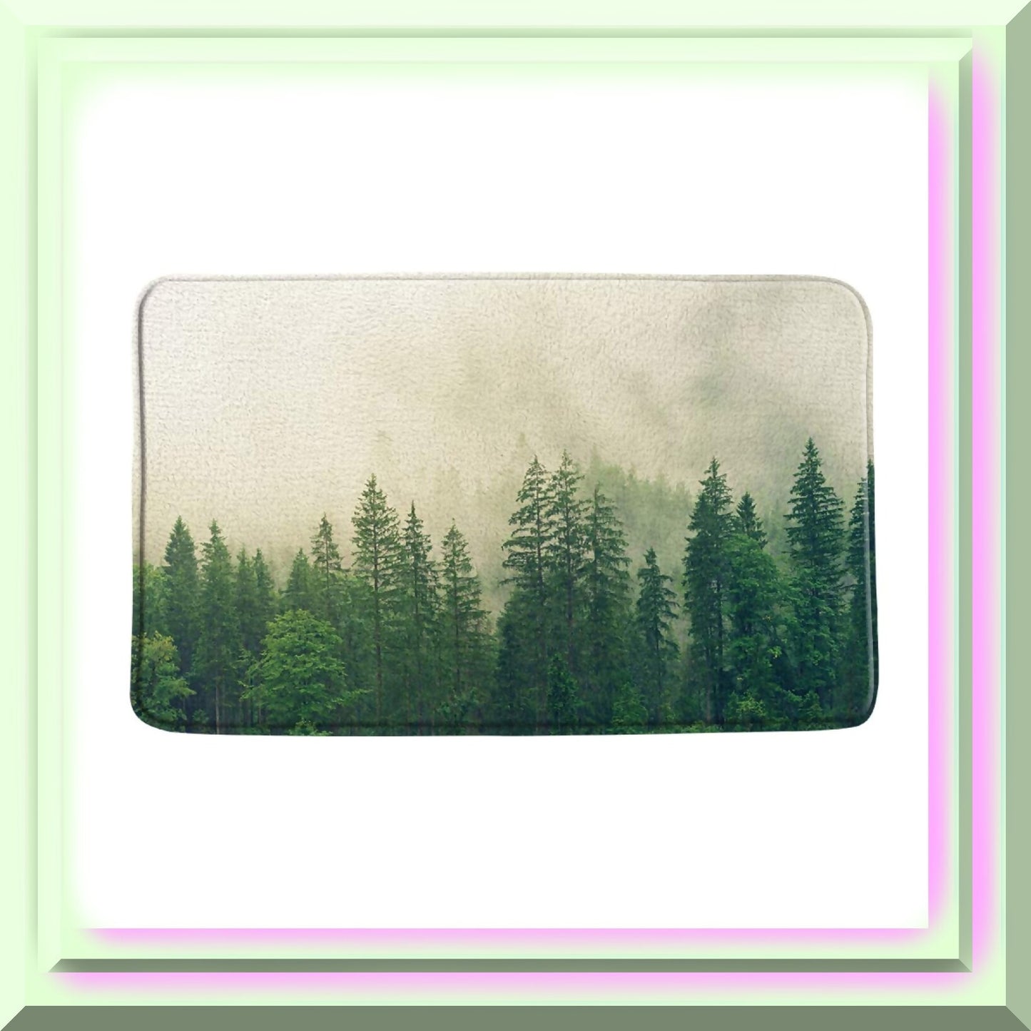 Forest Bath Mat Fog Green Pine Fir Tree 17.7x29.5 Inch