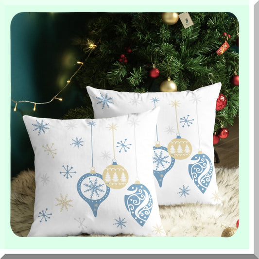 Cozy Fleece Snowflake Trees Pillow Cases - Pack of 2 Decorative Cushion Covers for Couch Bed Sofa - Farmhouse Decoration - 18 X 18 Inches Smoke Blue