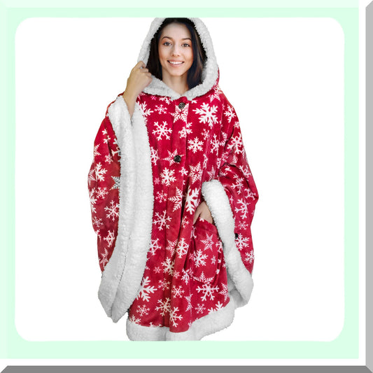 CozySnow Sherpa Hooded Blanket - Plush Warm Poncho Wrap with Pockets, Perfect Gift for Women