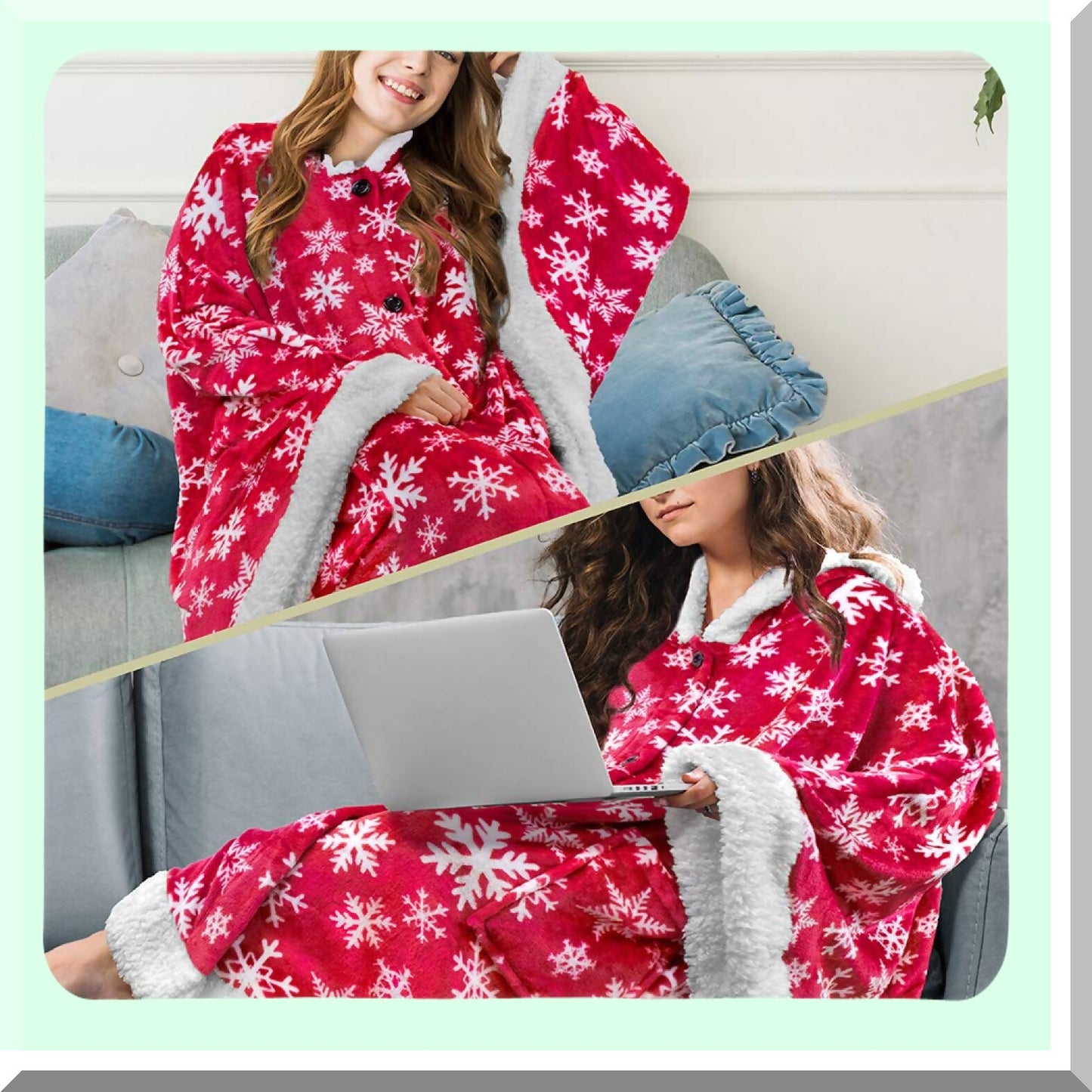 CozySnow Sherpa Hooded Blanket - Plush Warm Poncho Wrap with Pockets, Perfect Gift for Women