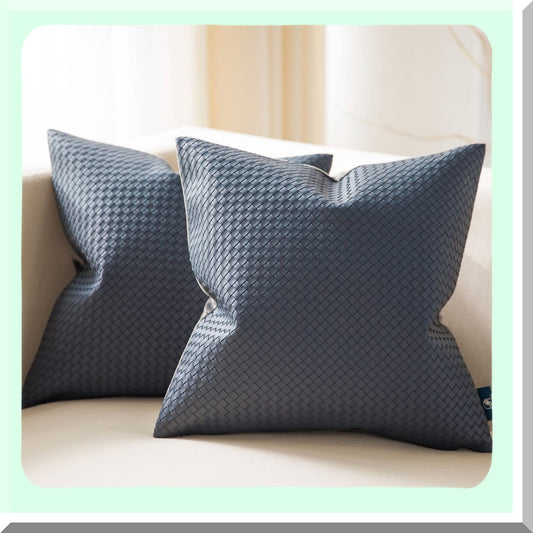 Leather Weave Pillow Duo - Modern Farmhouse Decor Set of 2 Dark Grey Throw Pillow Covers for Couch, Outdoor Patio, 18x18 Inches
