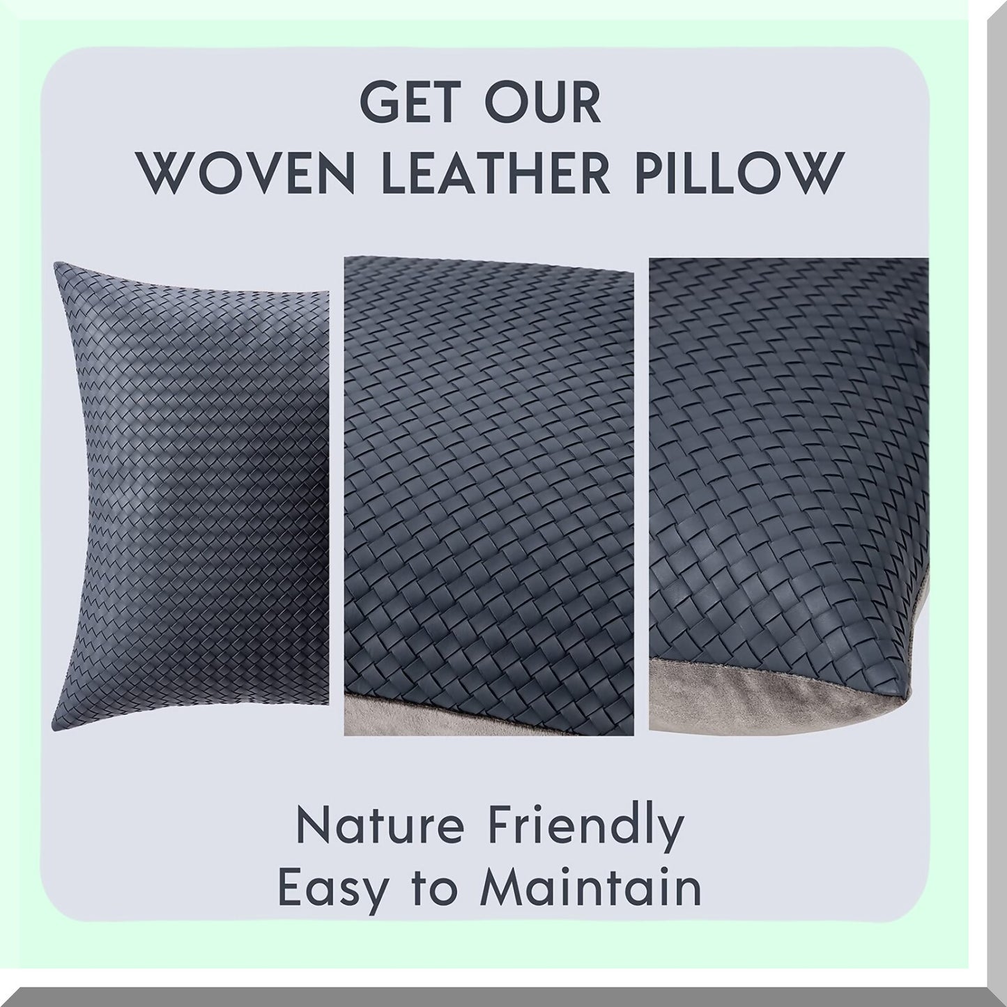 Leather Weave Pillow Duo - Modern Farmhouse Decor Set of 2 Dark Grey Throw Pillow Covers for Couch, Outdoor Patio, 18x18 Inches